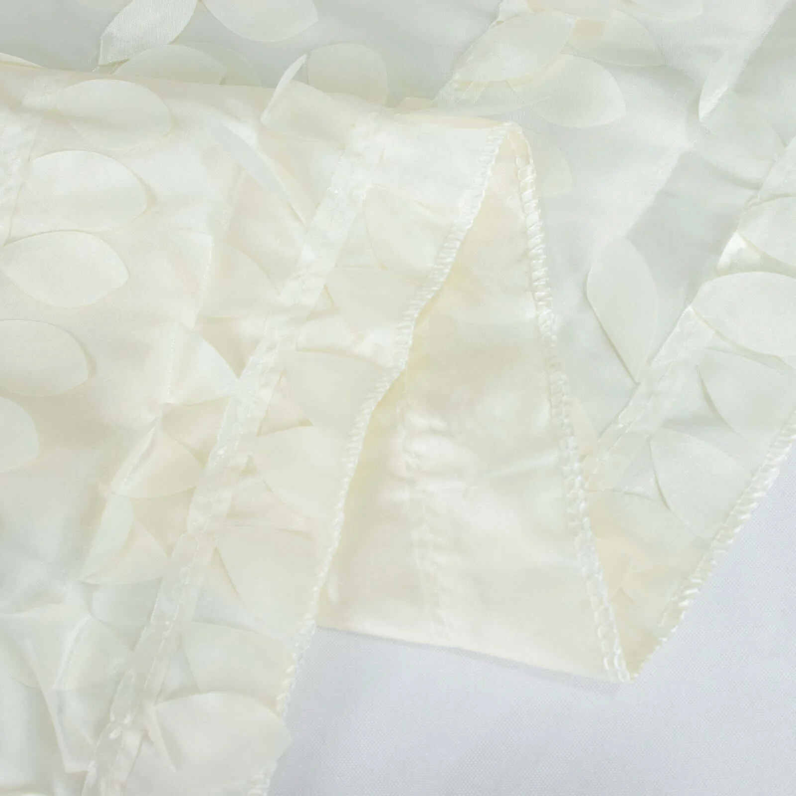Taffeta Table Overlay 72"x72" Ivory - 3D Leaf Petal Table Topper - Image 10