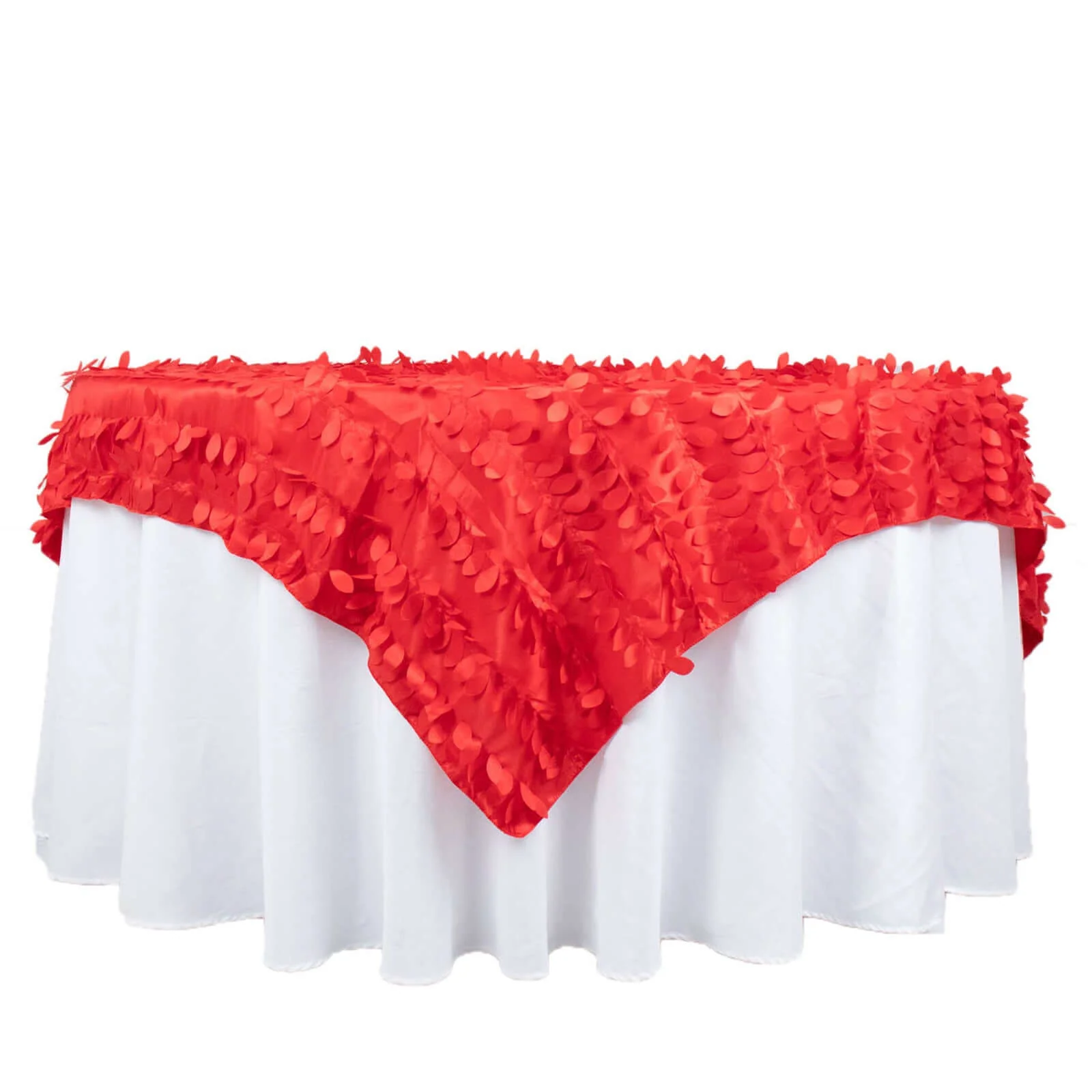 Taffeta Table Overlay 72"x72" Red - 3D Leaf Petal Table Topper - Image 7