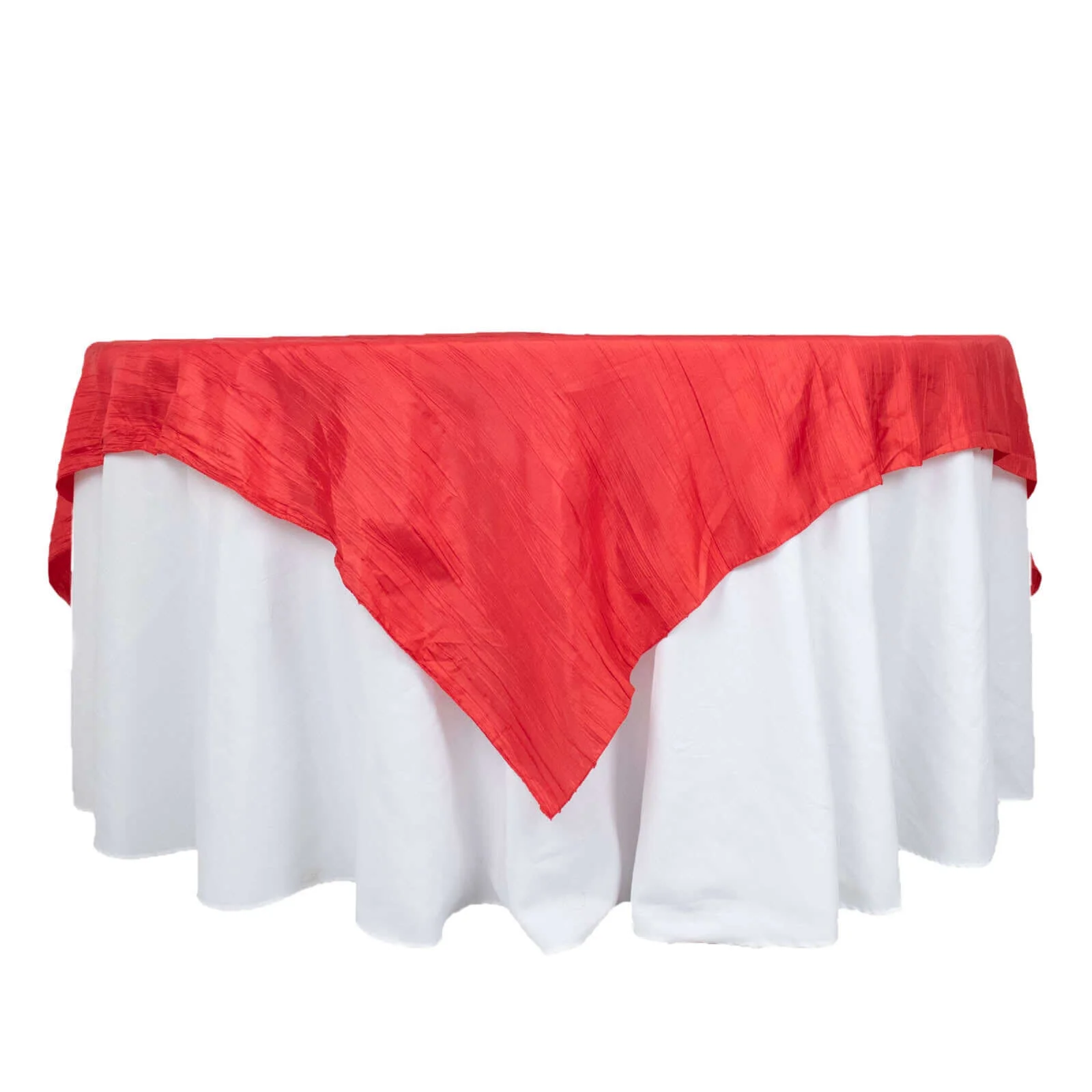 Taffeta Table Overlay 72"x72" Red - Accordion Crinkle Table Topper - Image 7