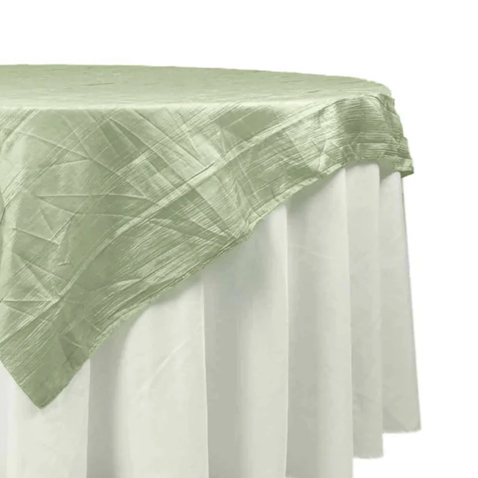 Taffeta Table Overlay 72"x72" Sage Green - Accordion Crinkle Table Topper