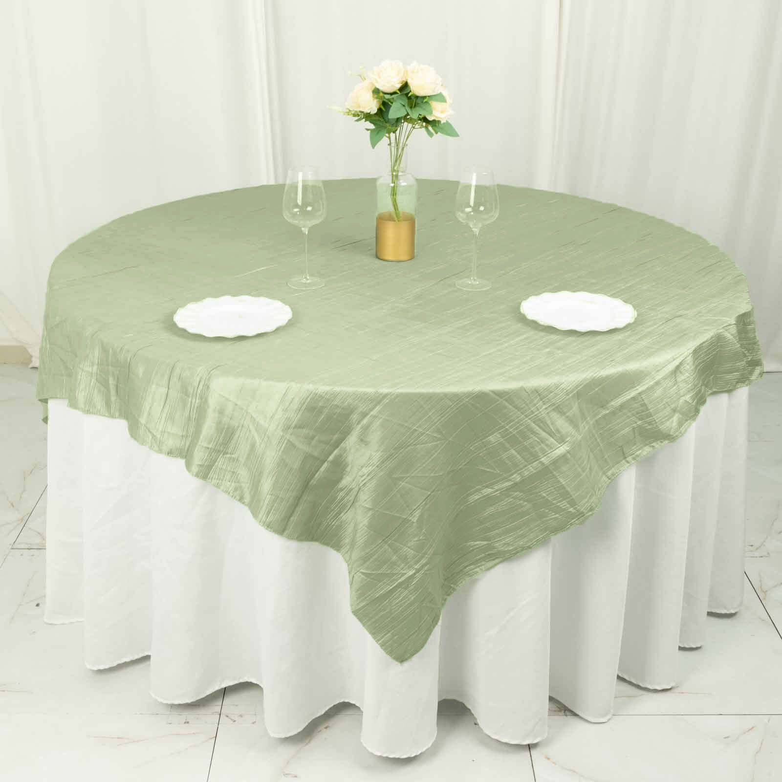 Taffeta Table Overlay 72"x72" Sage Green - Accordion Crinkle Table Topper - Image 5