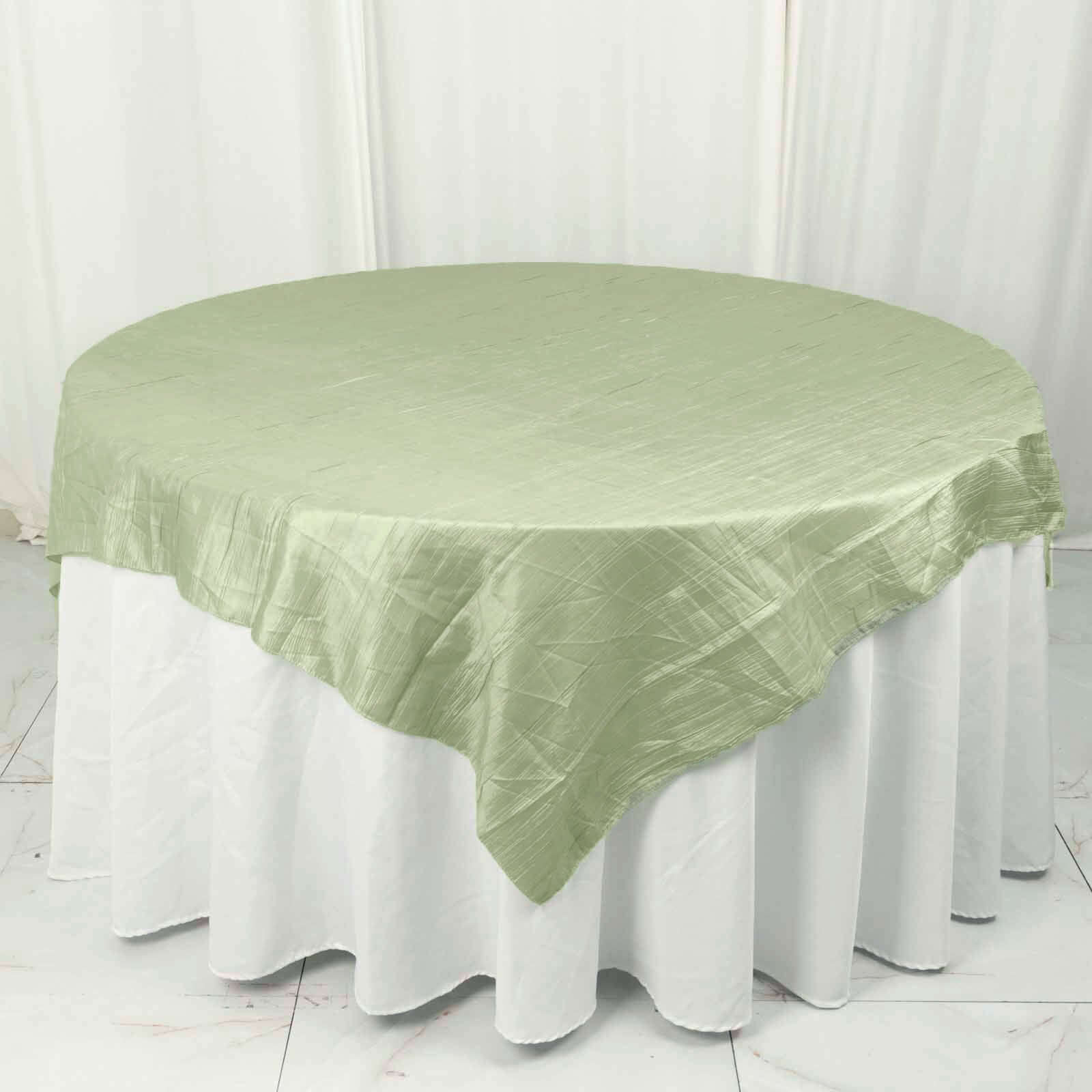 Taffeta Table Overlay 72"x72" Sage Green - Accordion Crinkle Table Topper - Image 6