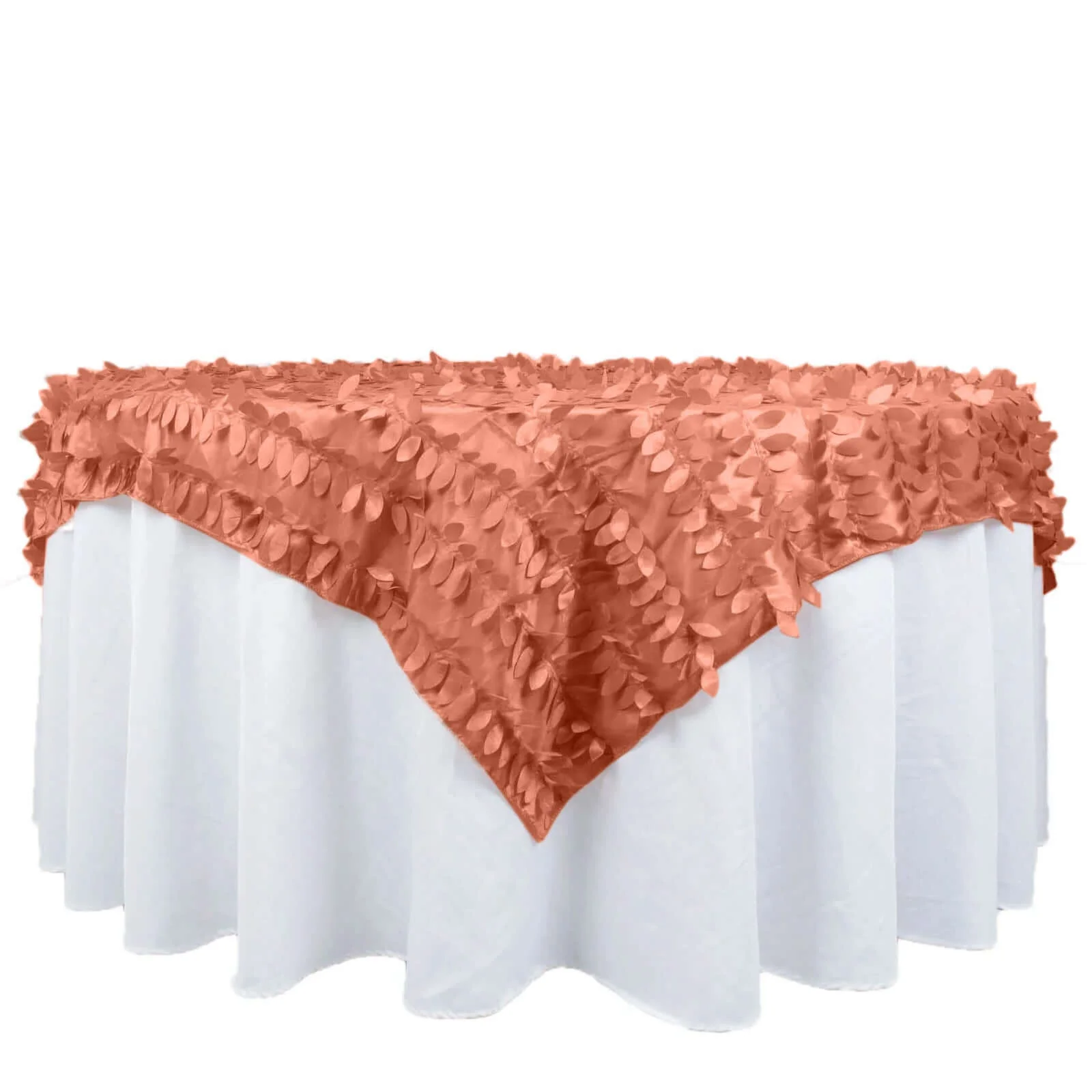 Taffeta Table Overlay 72"x72" Terracotta (Rust) - 3D Leaf Petal Table Topper - Image 10
