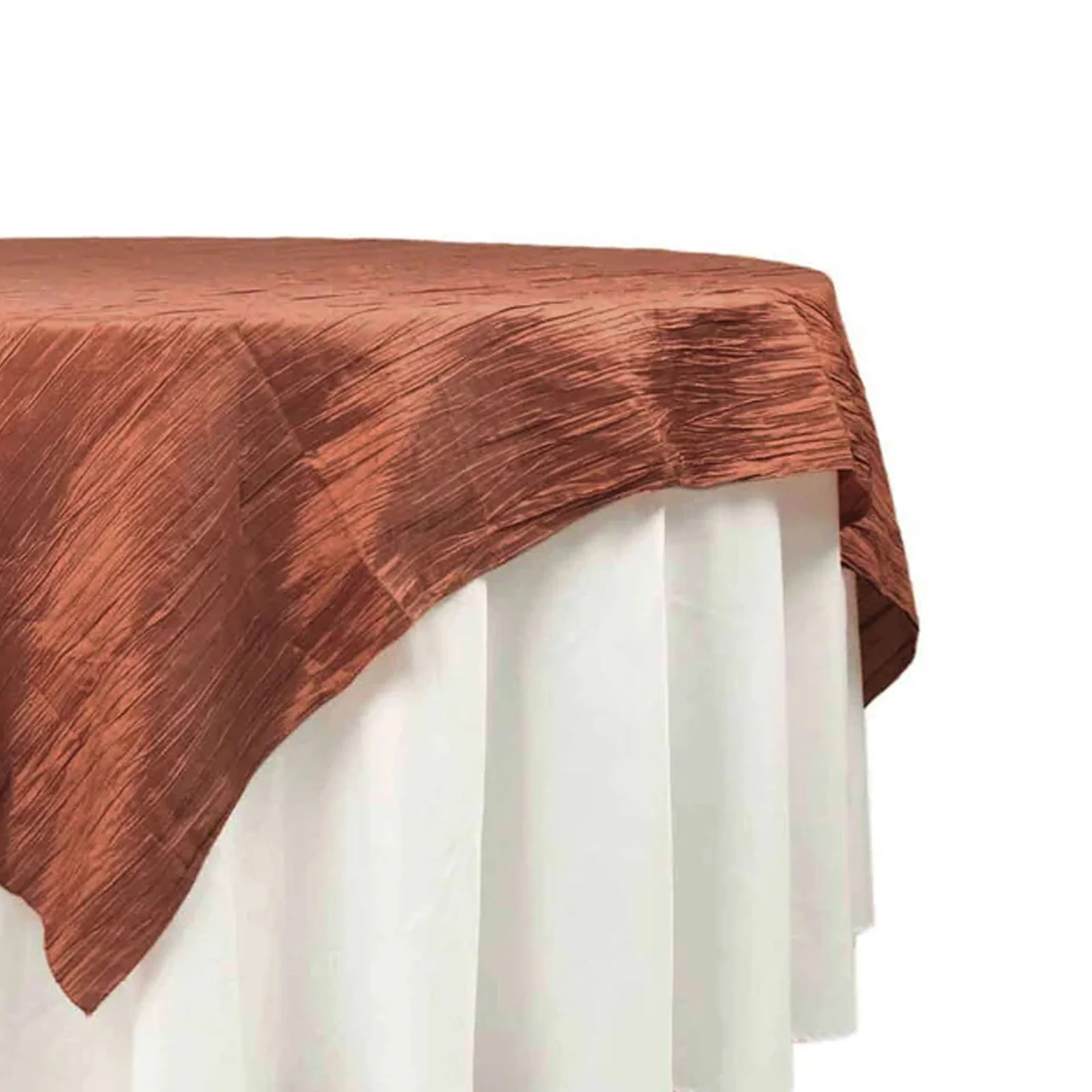 Taffeta Table Overlay 72"x72" Terracotta (Rust) - Accordion Crinkle Table Topper