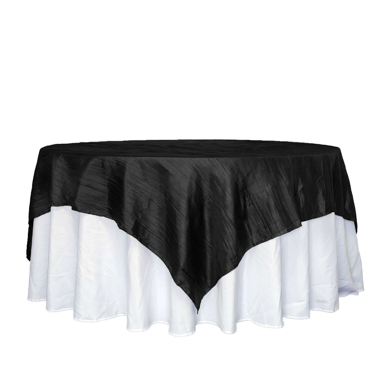 Taffeta Table Overlay 90"x90" Black - Accordion Crinkle Table Topper - Image 6