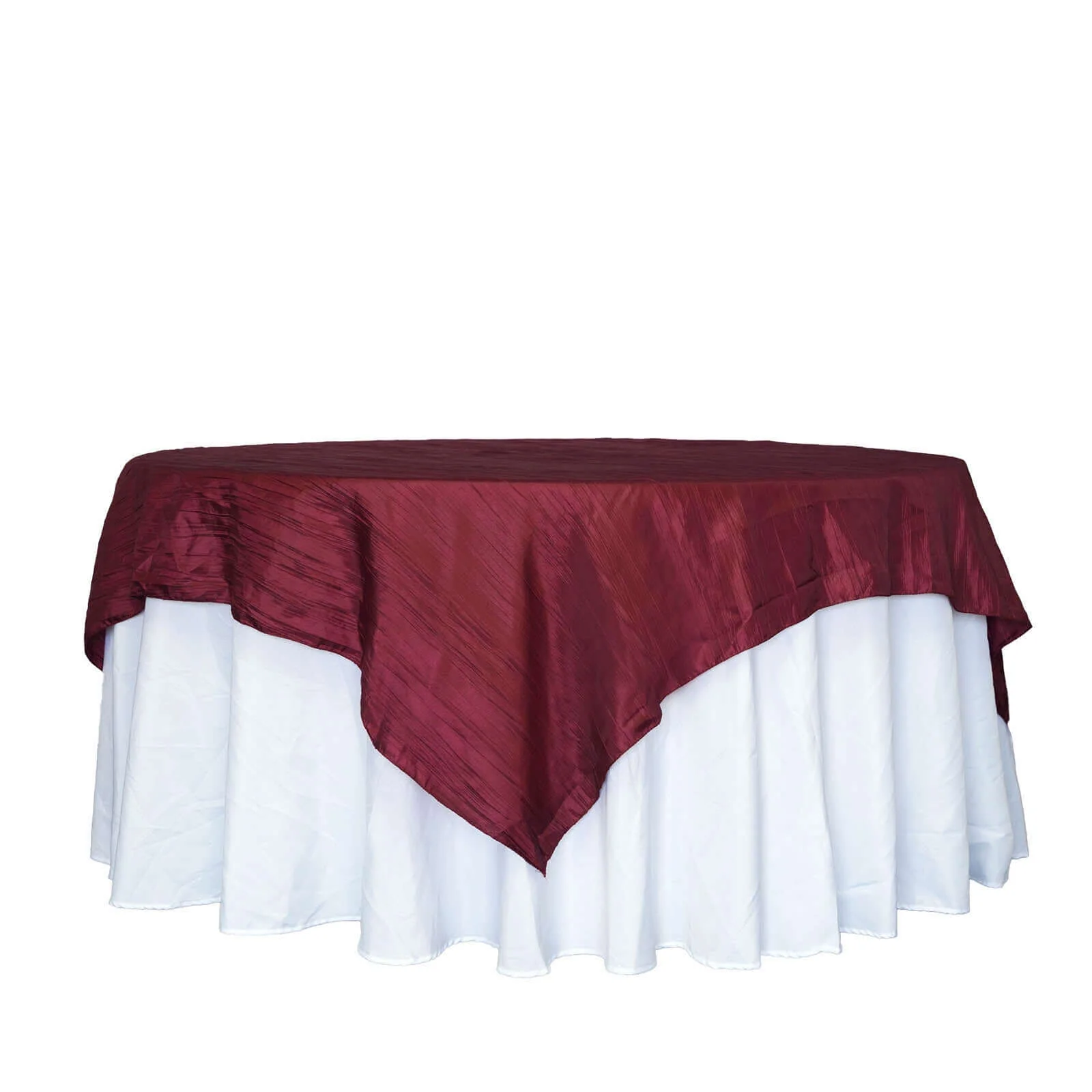 Taffeta Table Overlay 90"x90" Burgundy - Accordion Crinkle Table Topper - Image 7
