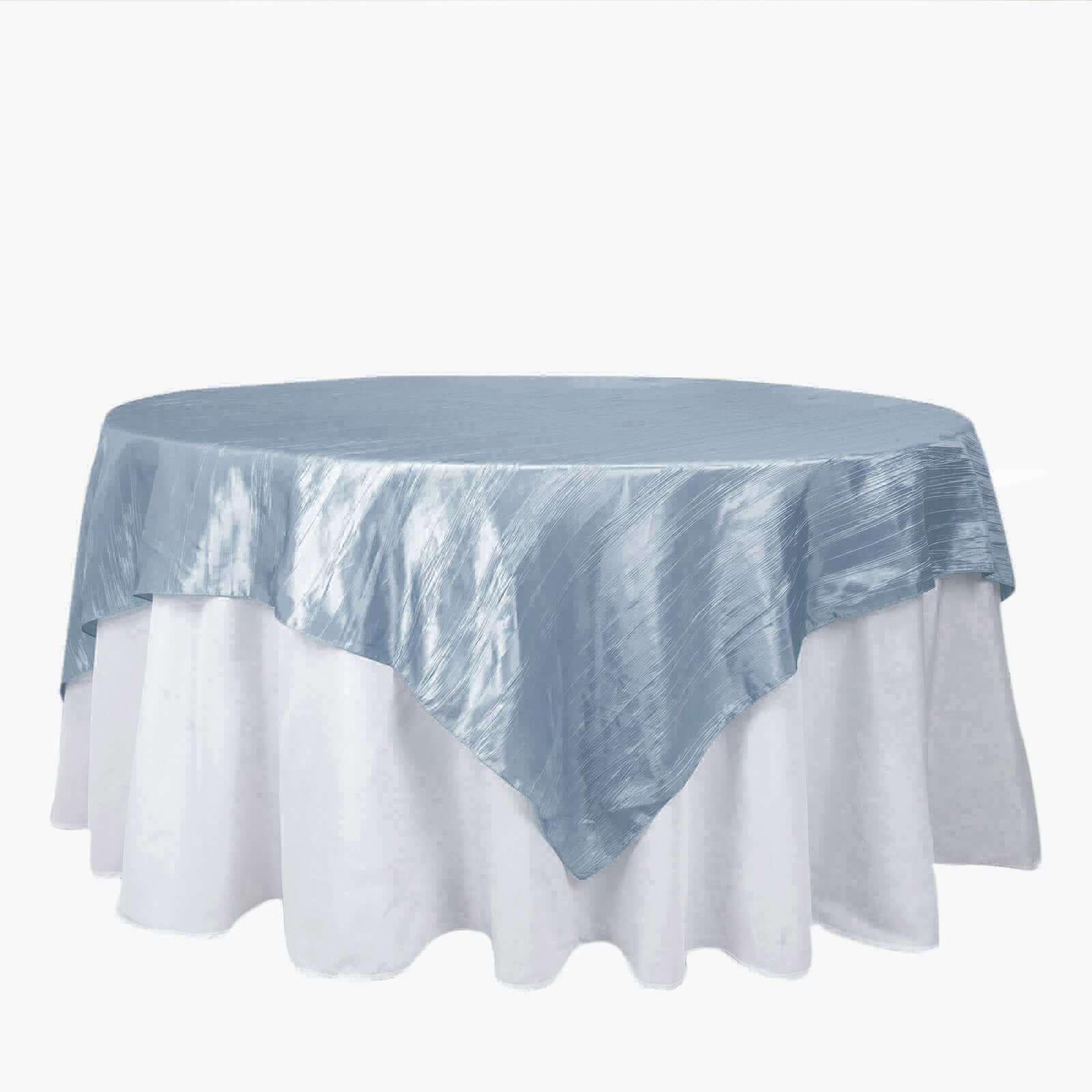 Taffeta Table Overlay 90"x90" Dusty Blue - Accordion Crinkle Table Topper - Image 6