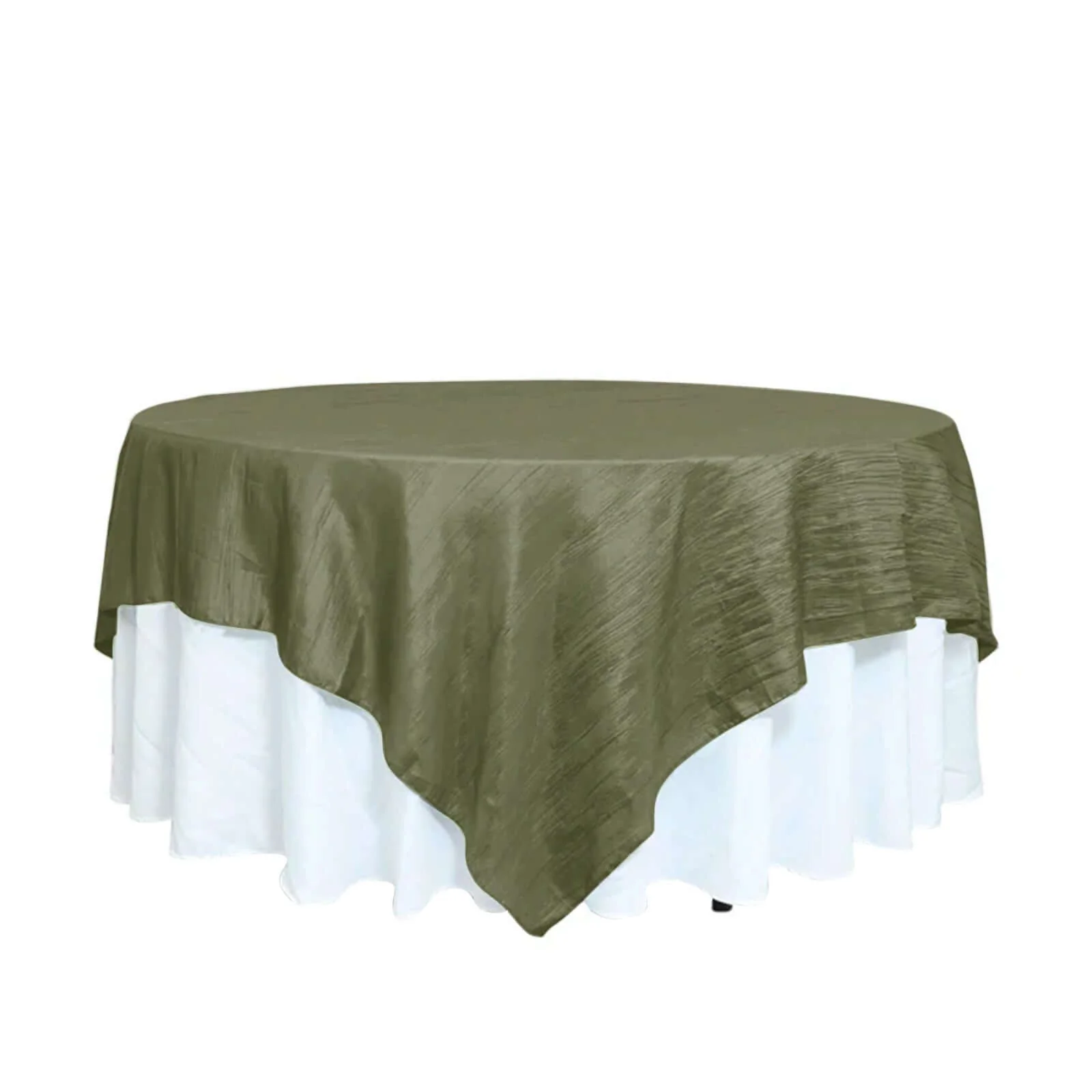 Taffeta Table Overlay 90"x90" Dusty Sage Green - Accordion Crinkle Table Topper - Image 3