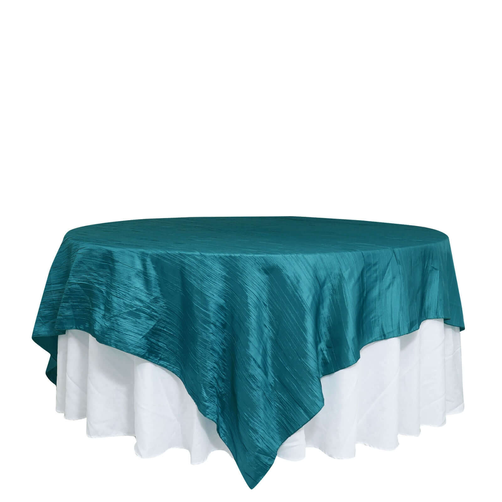 Taffeta Table Overlay 90"x90" Peacock Teal - Accordion Crinkle Table Topper - Image 7