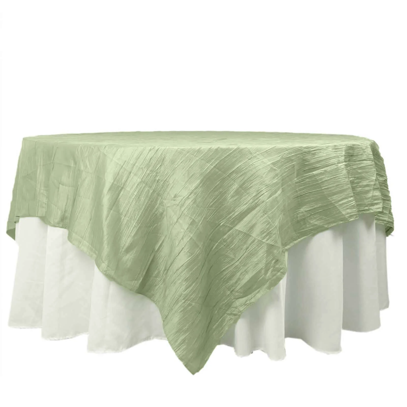 Taffeta Table Overlay 90"x90" Sage Green - Accordion Crinkle Table Topper - Image 7