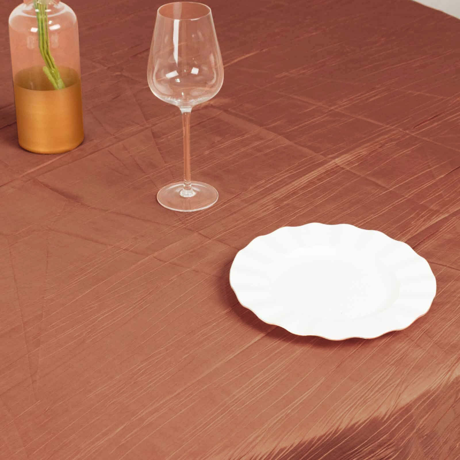 Taffeta Table Overlay 90"x90" Terracotta (Rust) - Accordion Crinkle Table Topper - Image 10