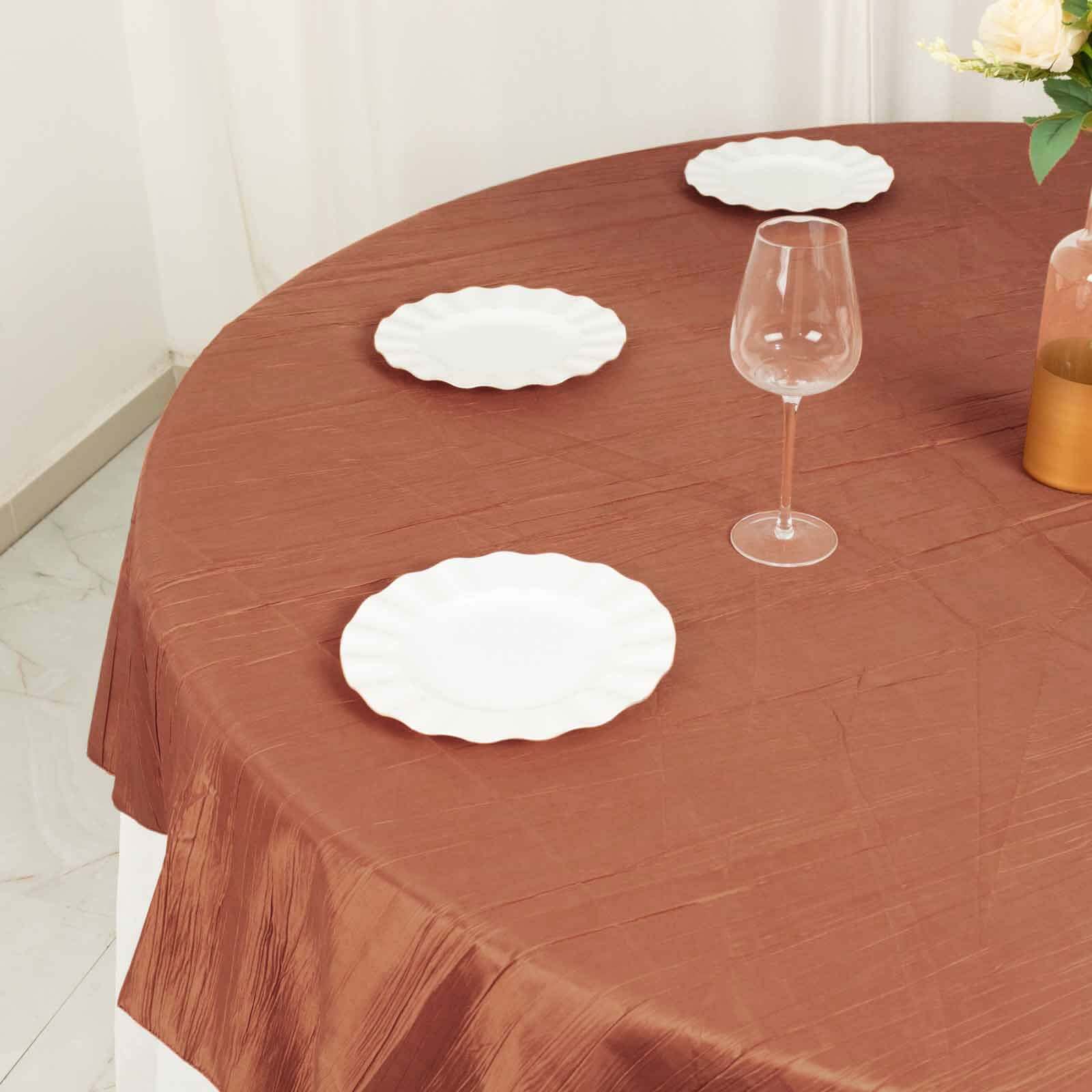 Taffeta Table Overlay 90"x90" Terracotta (Rust) - Accordion Crinkle Table Topper - Image 9