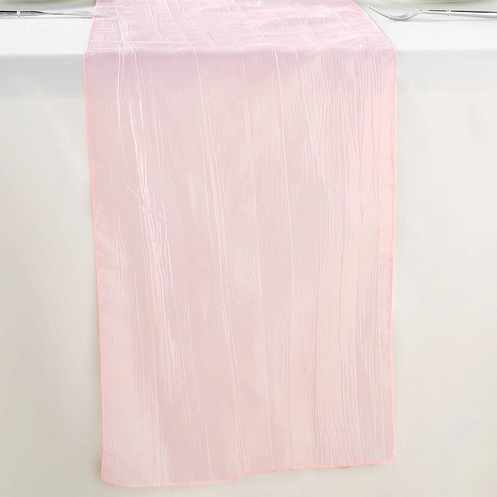 Taffeta Table Runner 12"x108" Blush - Accordion Crinkle Table Linen