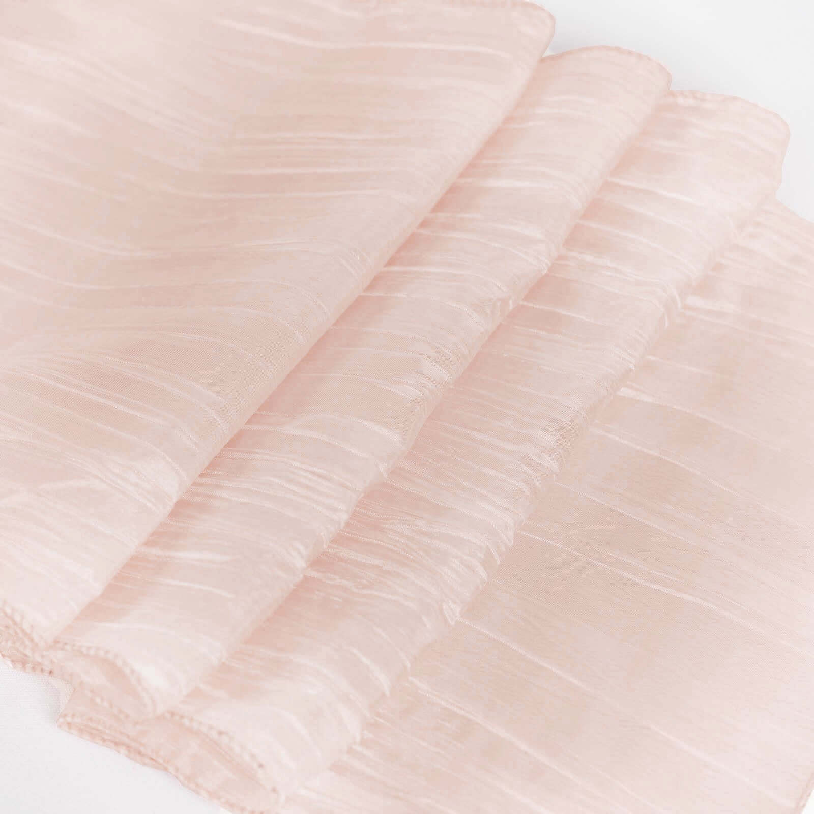 Taffeta Table Runner 12"x108" Blush - Accordion Crinkle Table Linen - Image 8