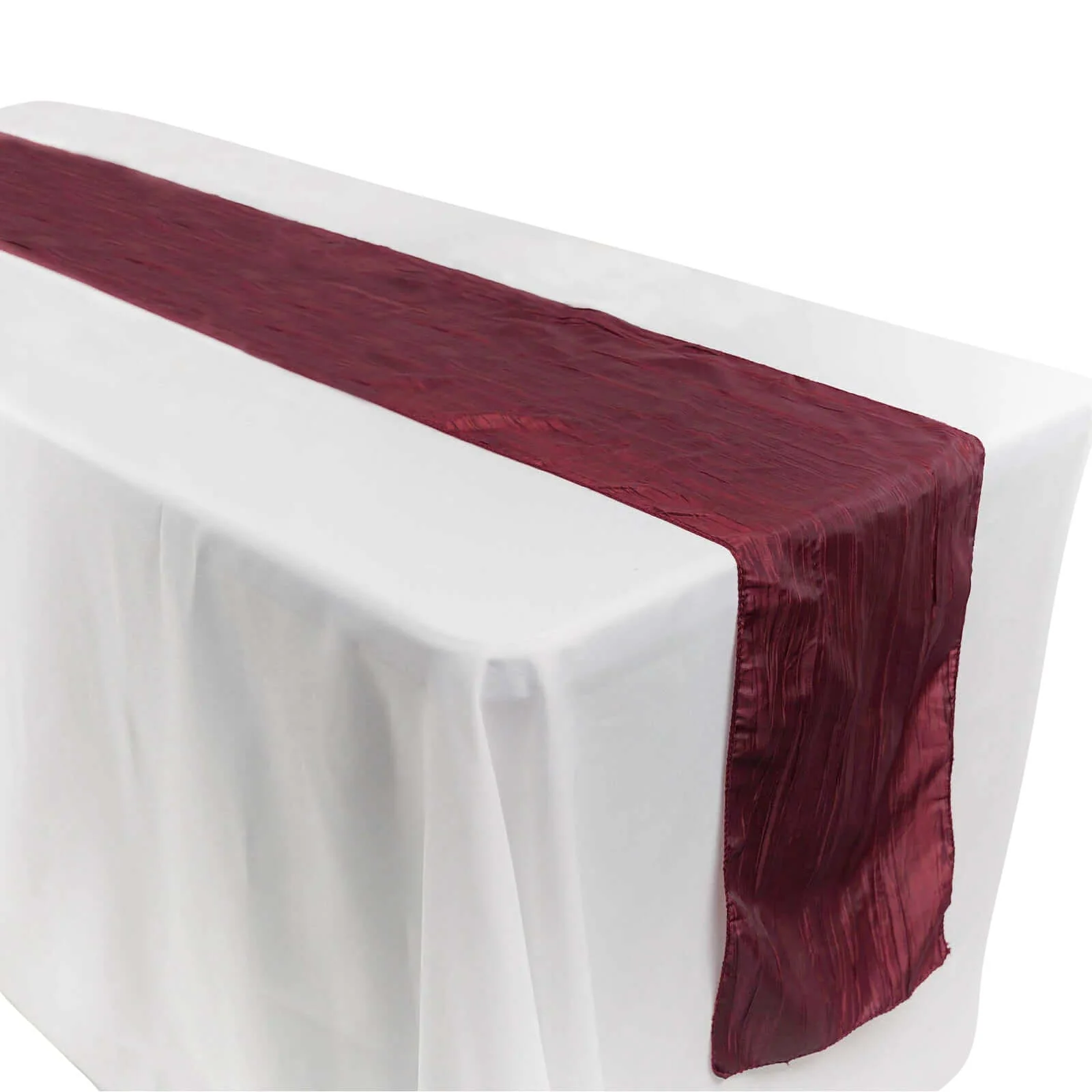 Taffeta Table Runner 12"x108" Burgundy - Accordion Crinkle Table Linen - Image 6