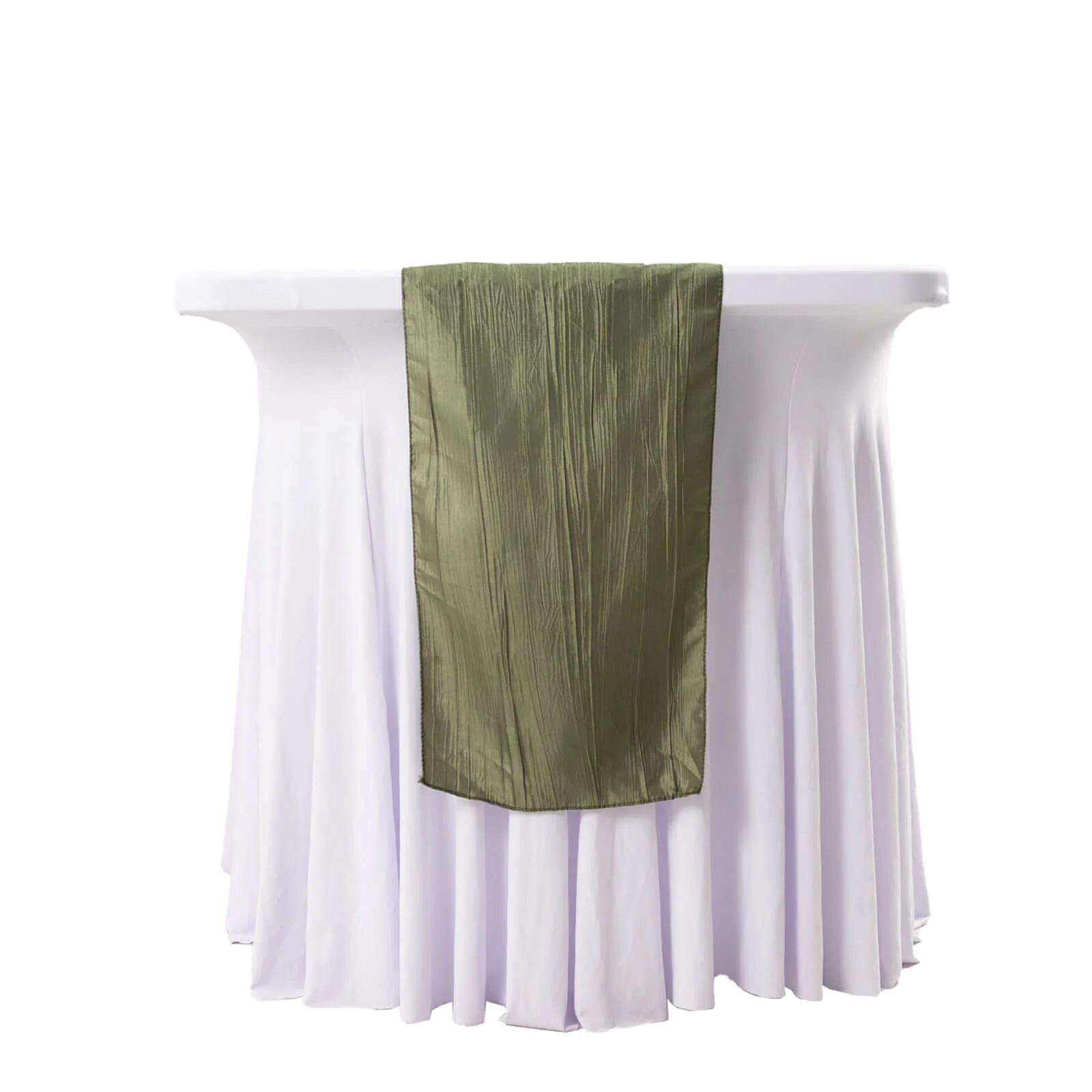 Taffeta Table Runner 12"x108" Dusty Sage Green - Accordion Crinkle Table Linen - Image 11