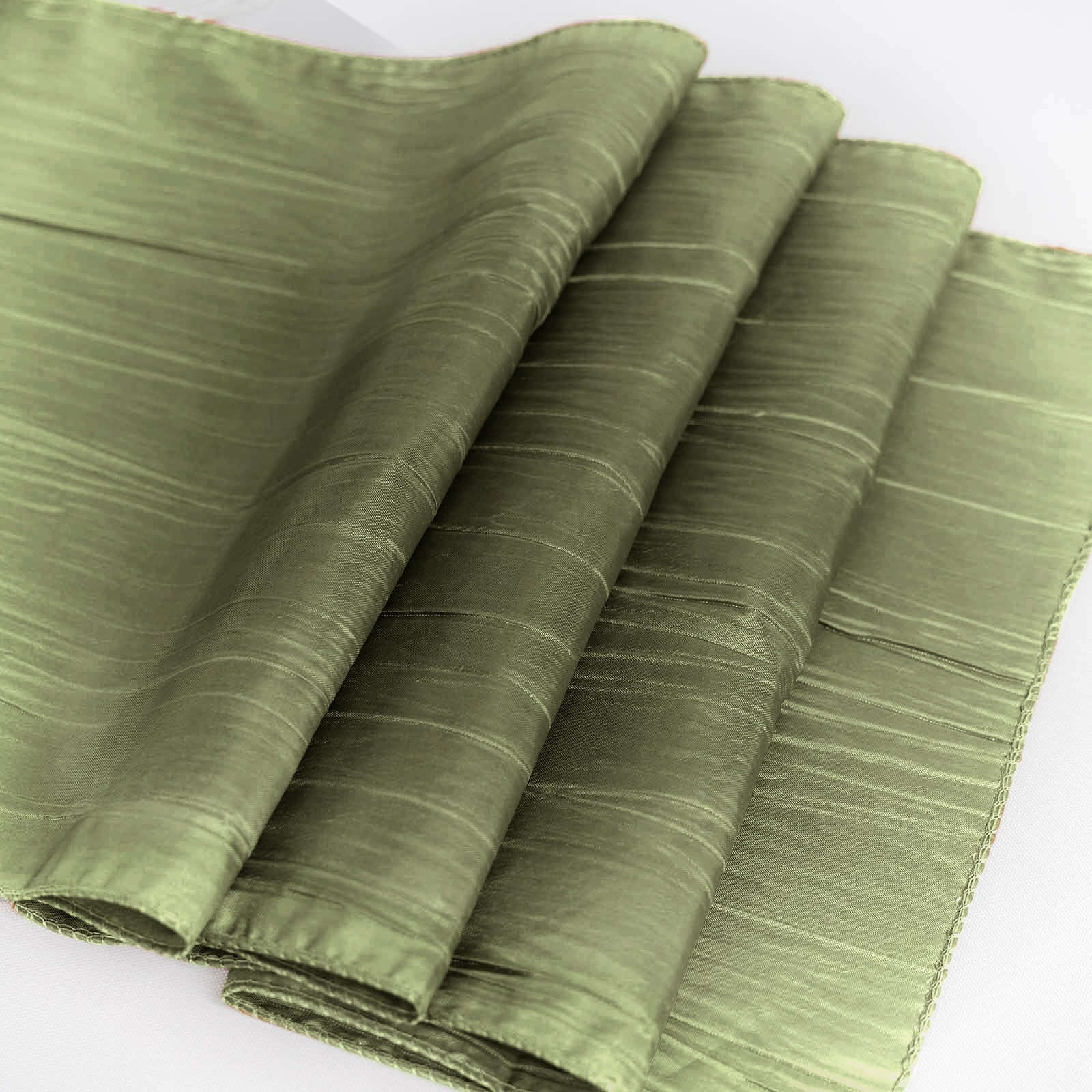 Taffeta Table Runner 12"x108" Dusty Sage Green - Accordion Crinkle Table Linen - Image 14