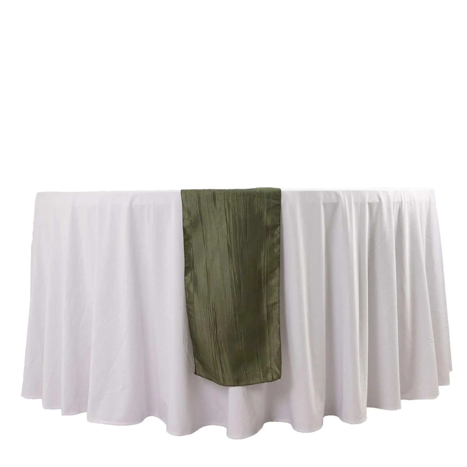 Taffeta Table Runner 12"x108" Dusty Sage Green - Accordion Crinkle Table Linen - Image 7