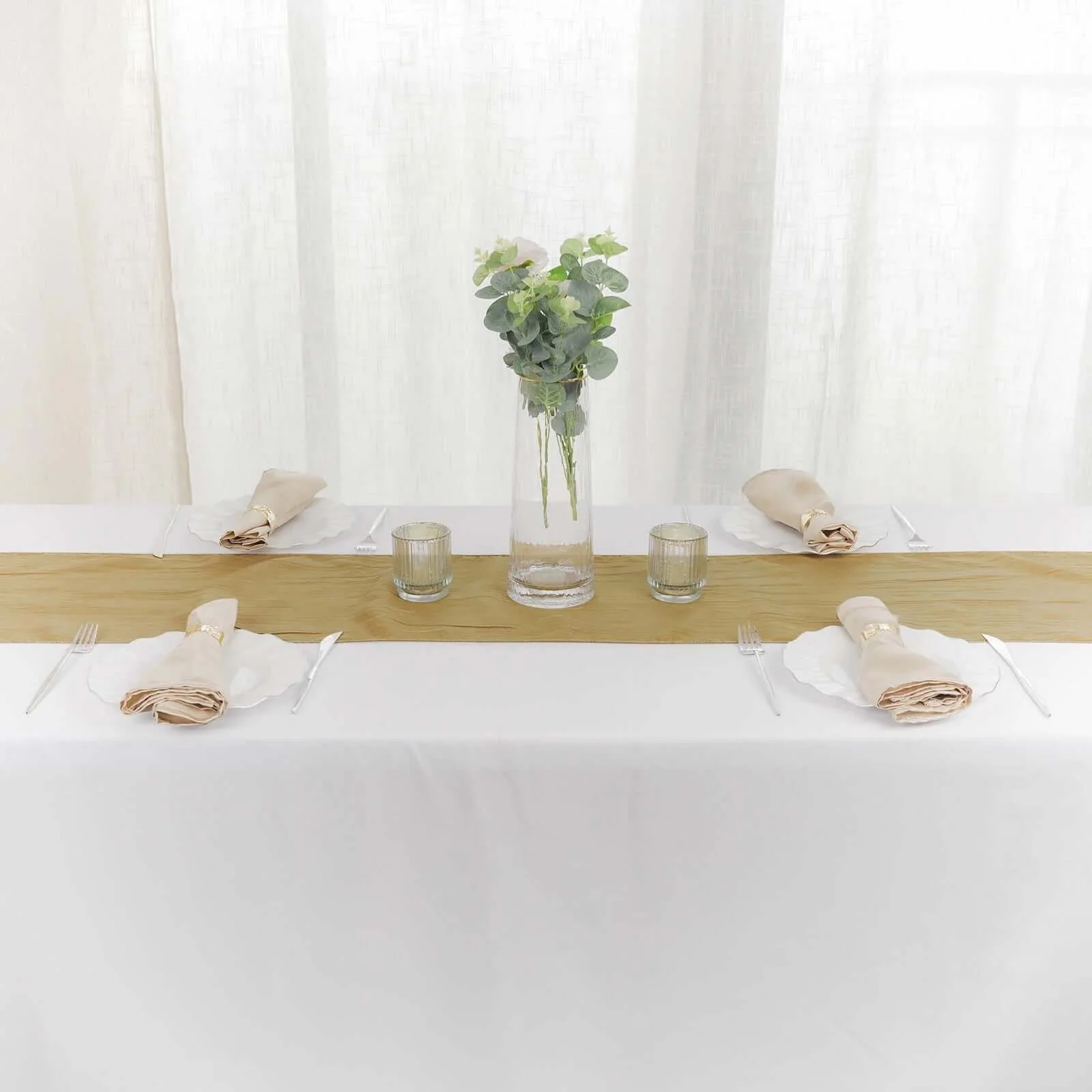 Taffeta Table Runner 12"x108" Gold - Accordion Crinkle Table Linen for Stylish Events - Image 10