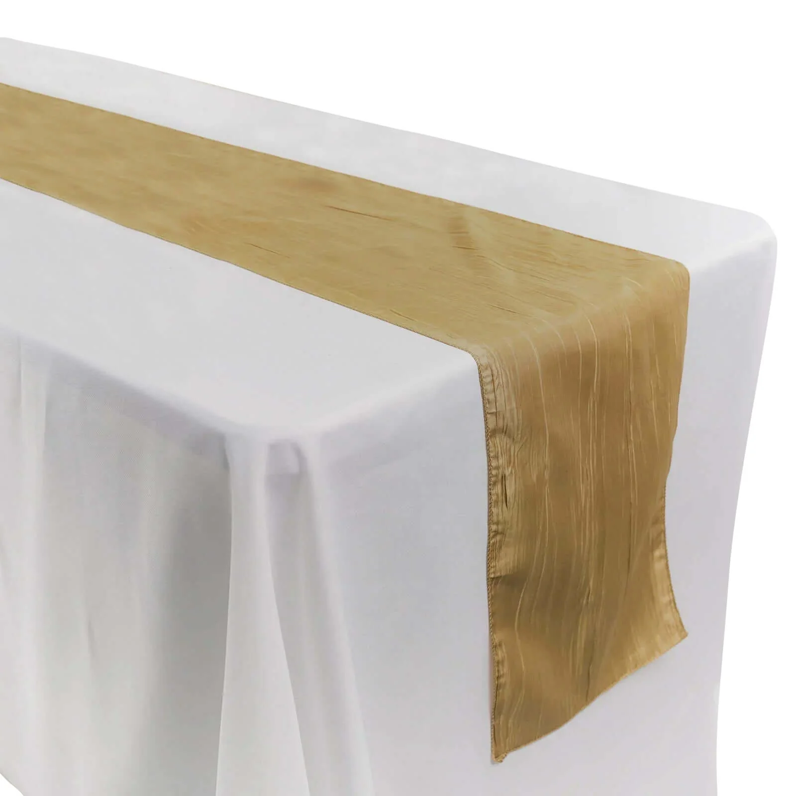 Taffeta Table Runner 12"x108" Gold - Accordion Crinkle Table Linen for Stylish Events - Image 7