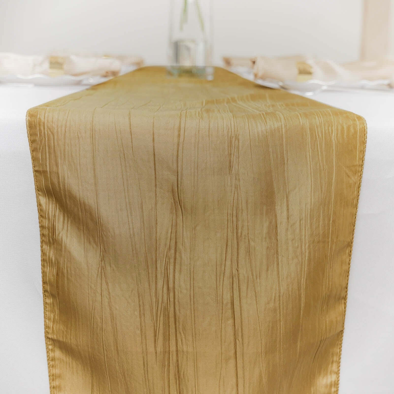 Taffeta Table Runner 12"x108" Gold - Accordion Crinkle Table Linen for Stylish Events - Image 8