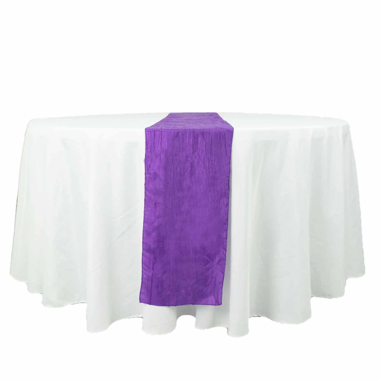 Taffeta Table Runner 12"x108" Purple - Accordion Crinkle Table Linen - Image 7