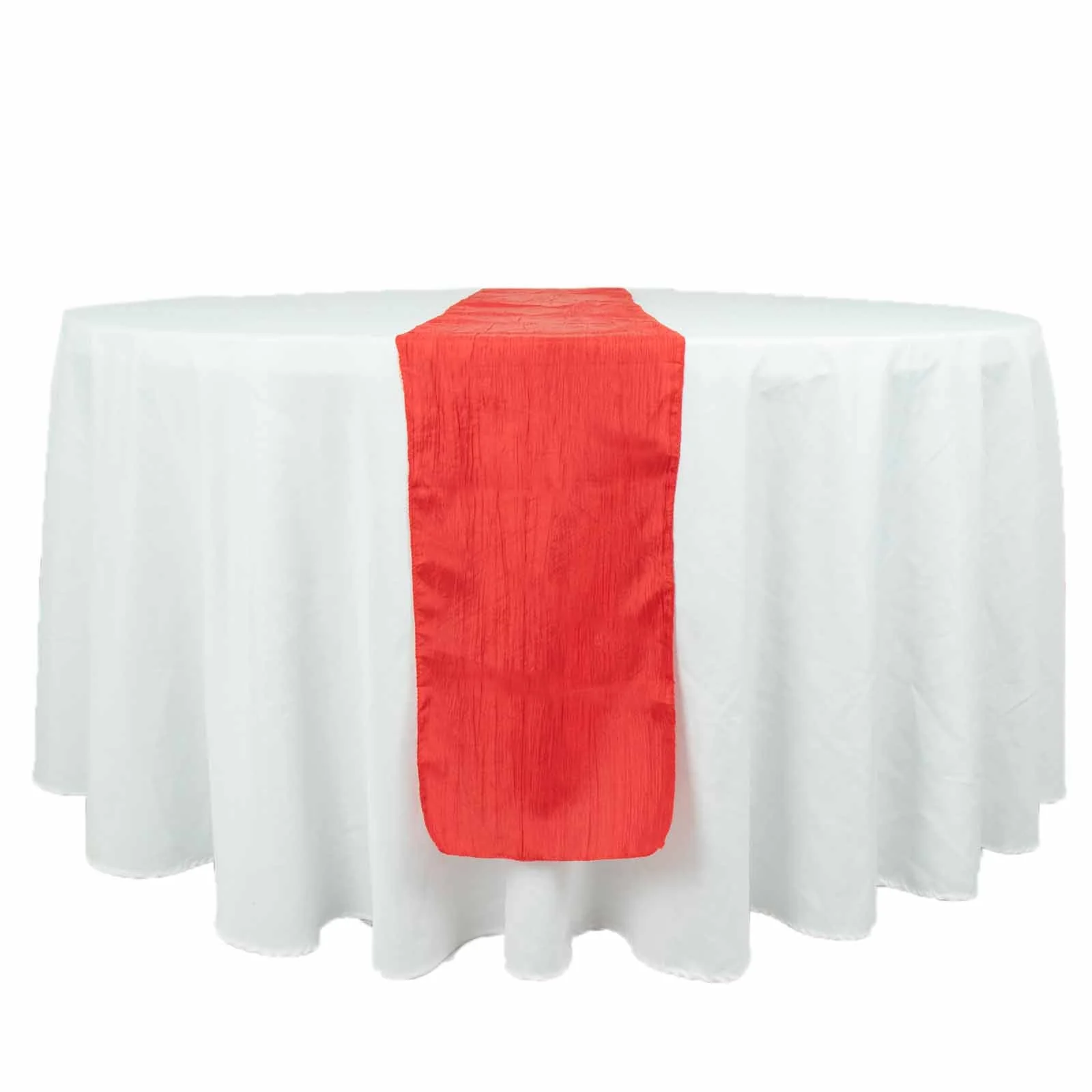 Taffeta Table Runner 12"x108" Red - Accordion Crinkle Table Linen - Image 6