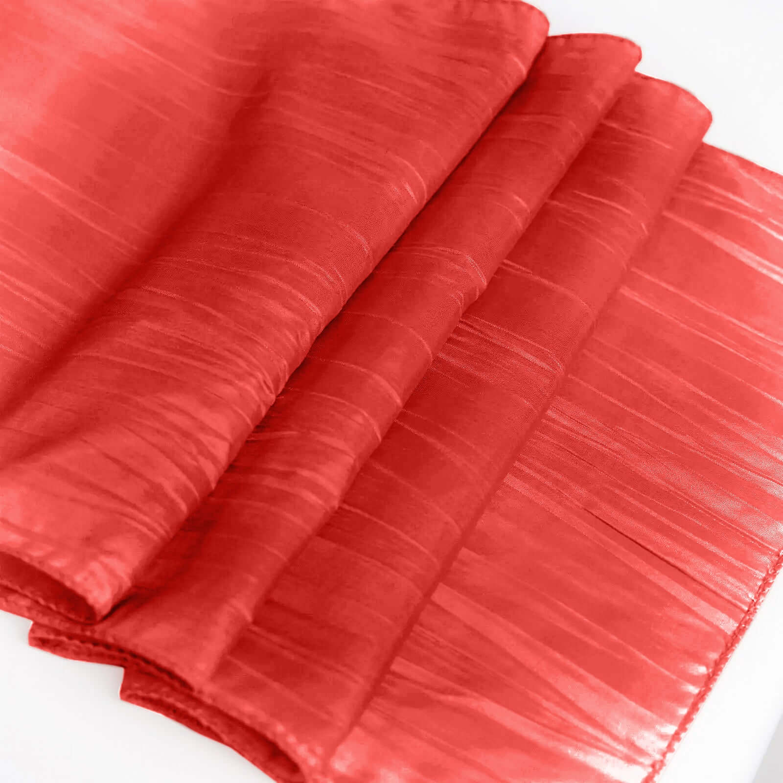 Taffeta Table Runner 12"x108" Red - Accordion Crinkle Table Linen - Image 8