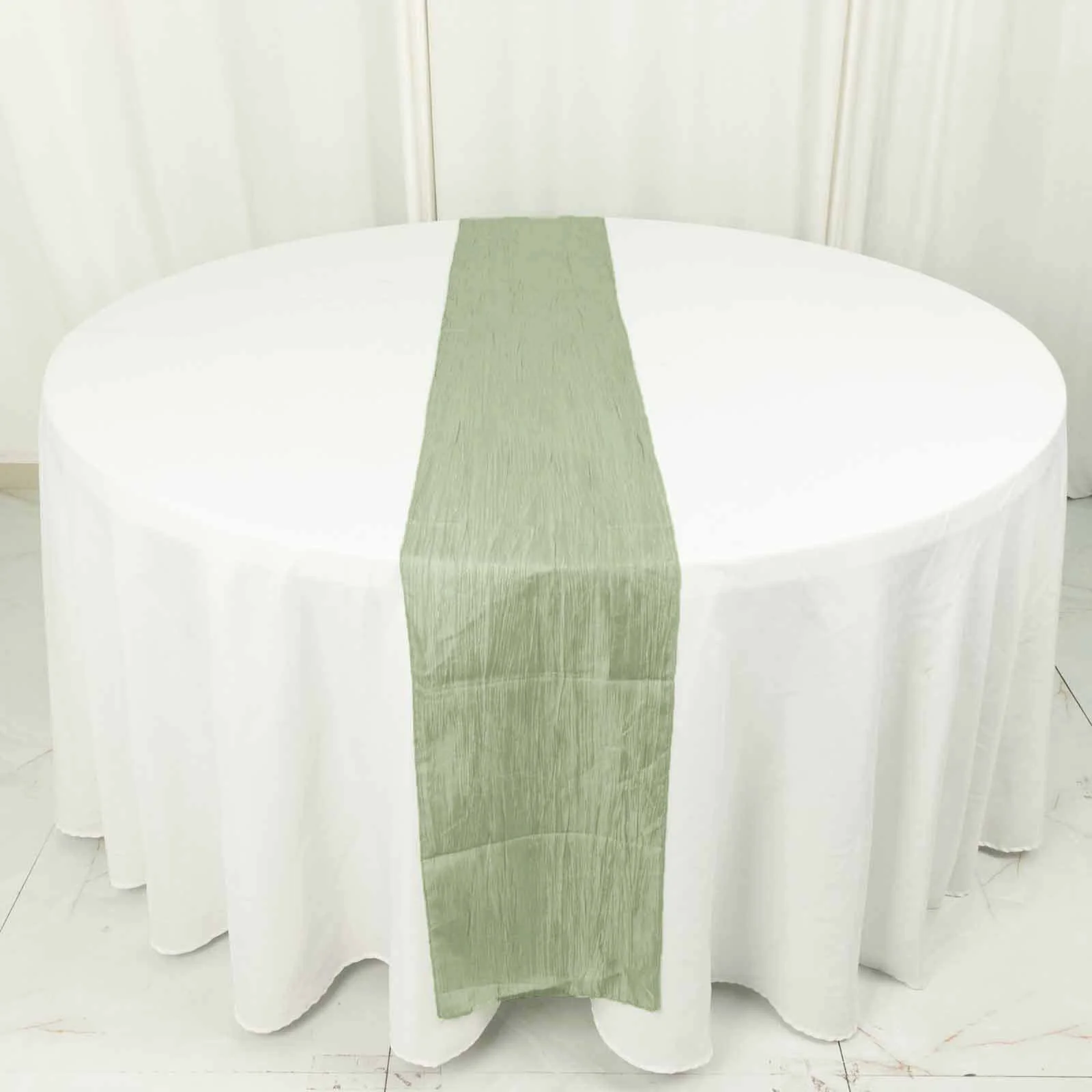 Taffeta Table Runner 12"x108" Sage Green - Accordion Crinkle Table Linen - Image 7