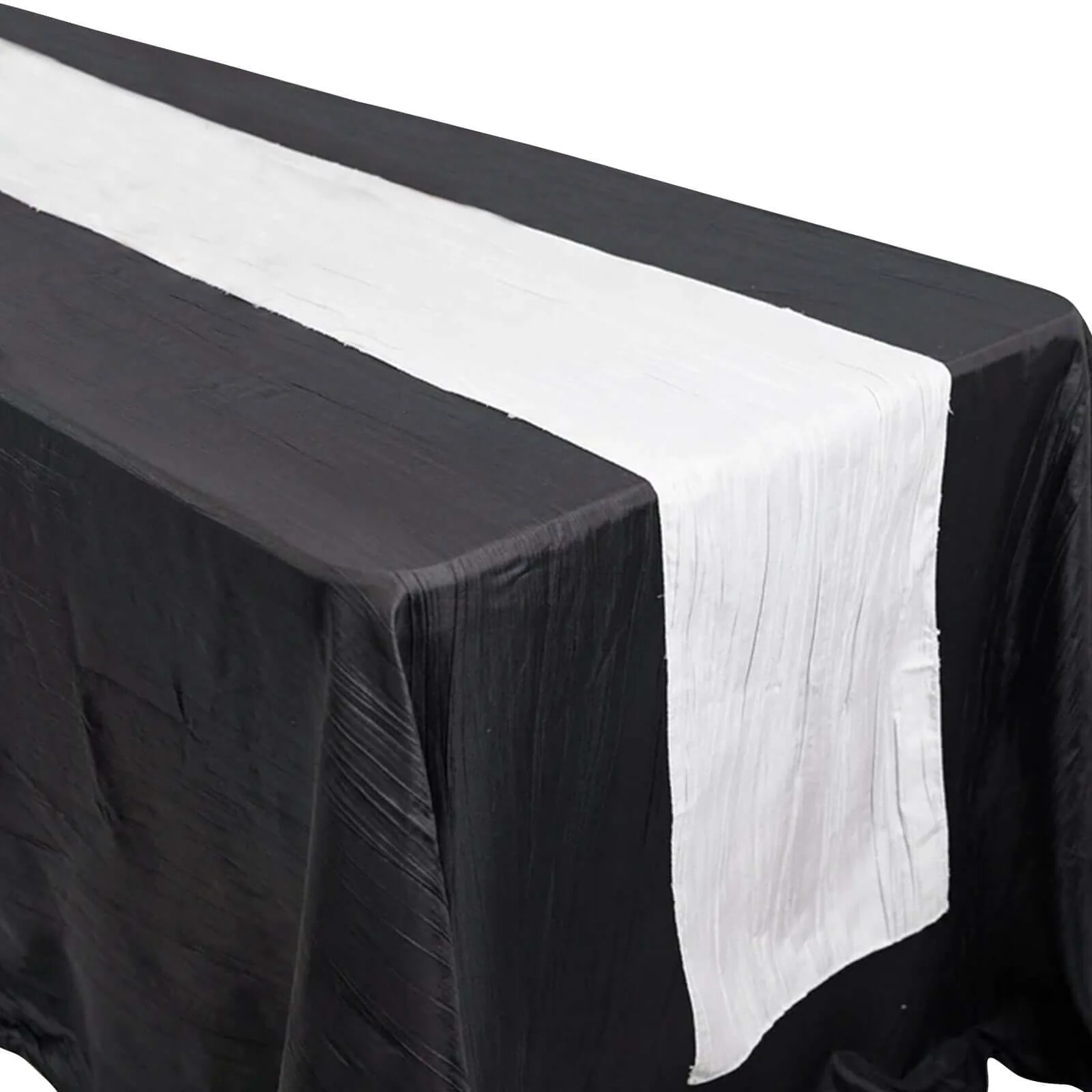 Taffeta Table Runner 12"x108" White - Accordion Crinkle Table Linen for Stylish Events - Image 7