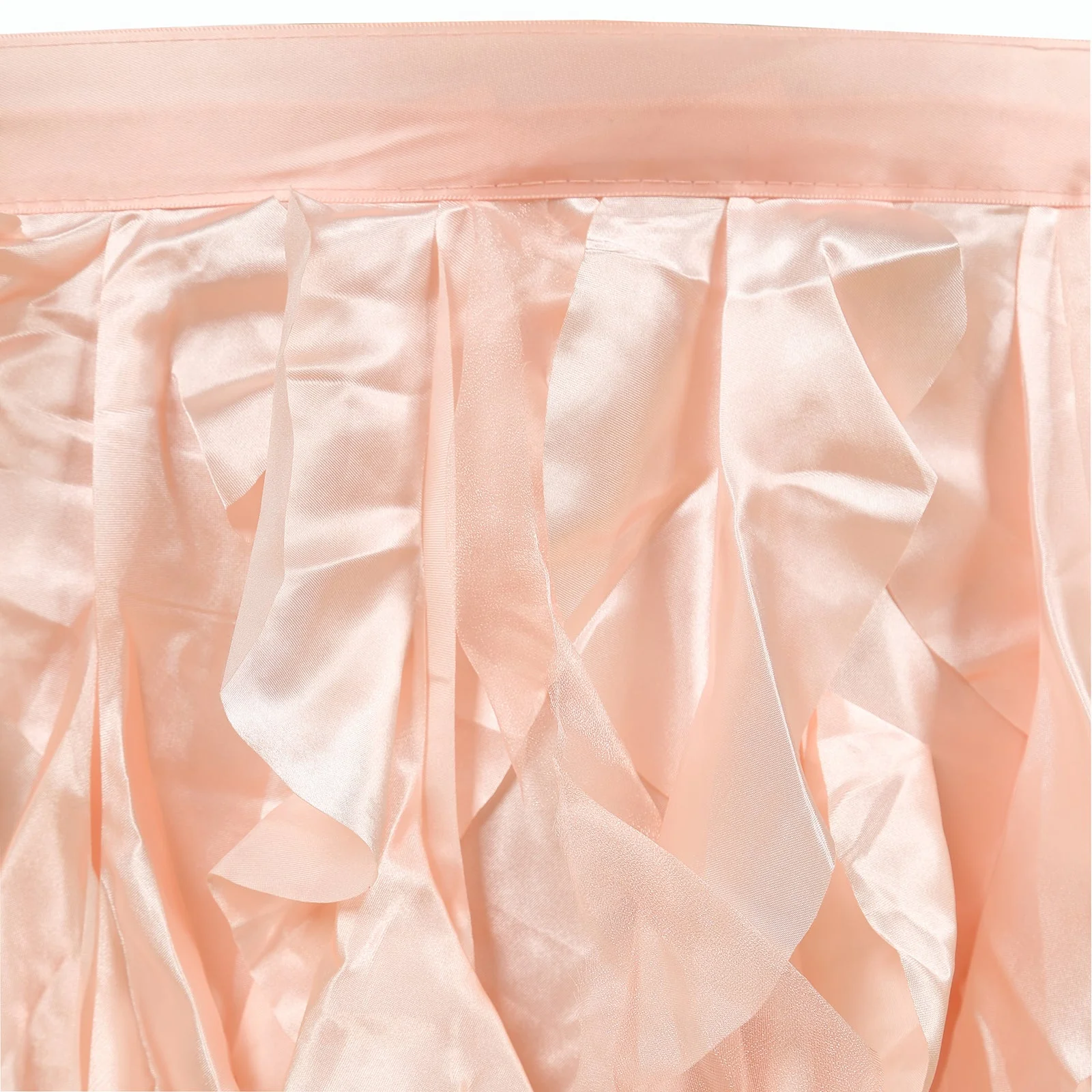 Taffeta Table Skirt 17ft Blush - Curly Willow Table Cover - Image 7