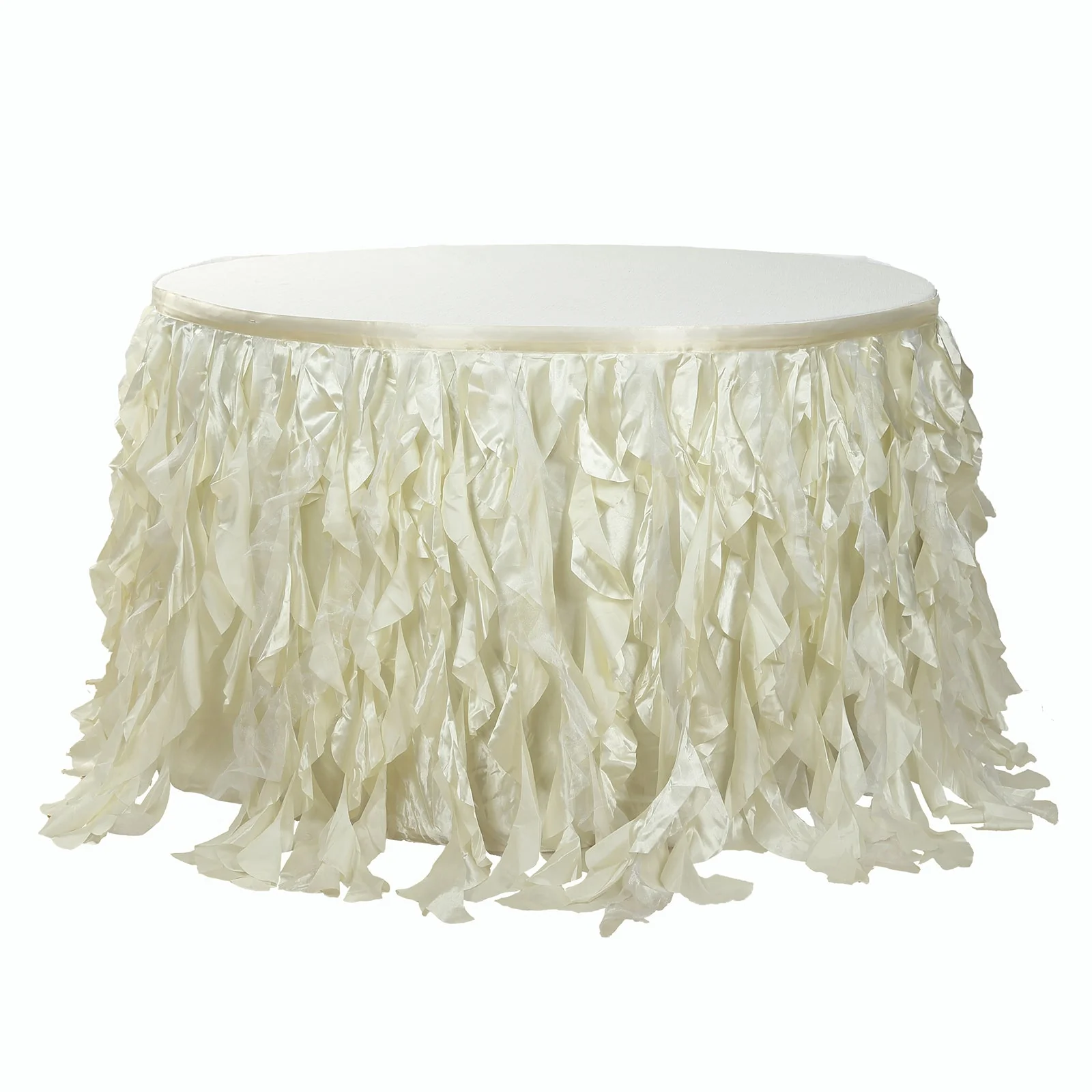 Taffeta Table Skirt 17ft Ivory - Curly Willow Table Cover - Image 3