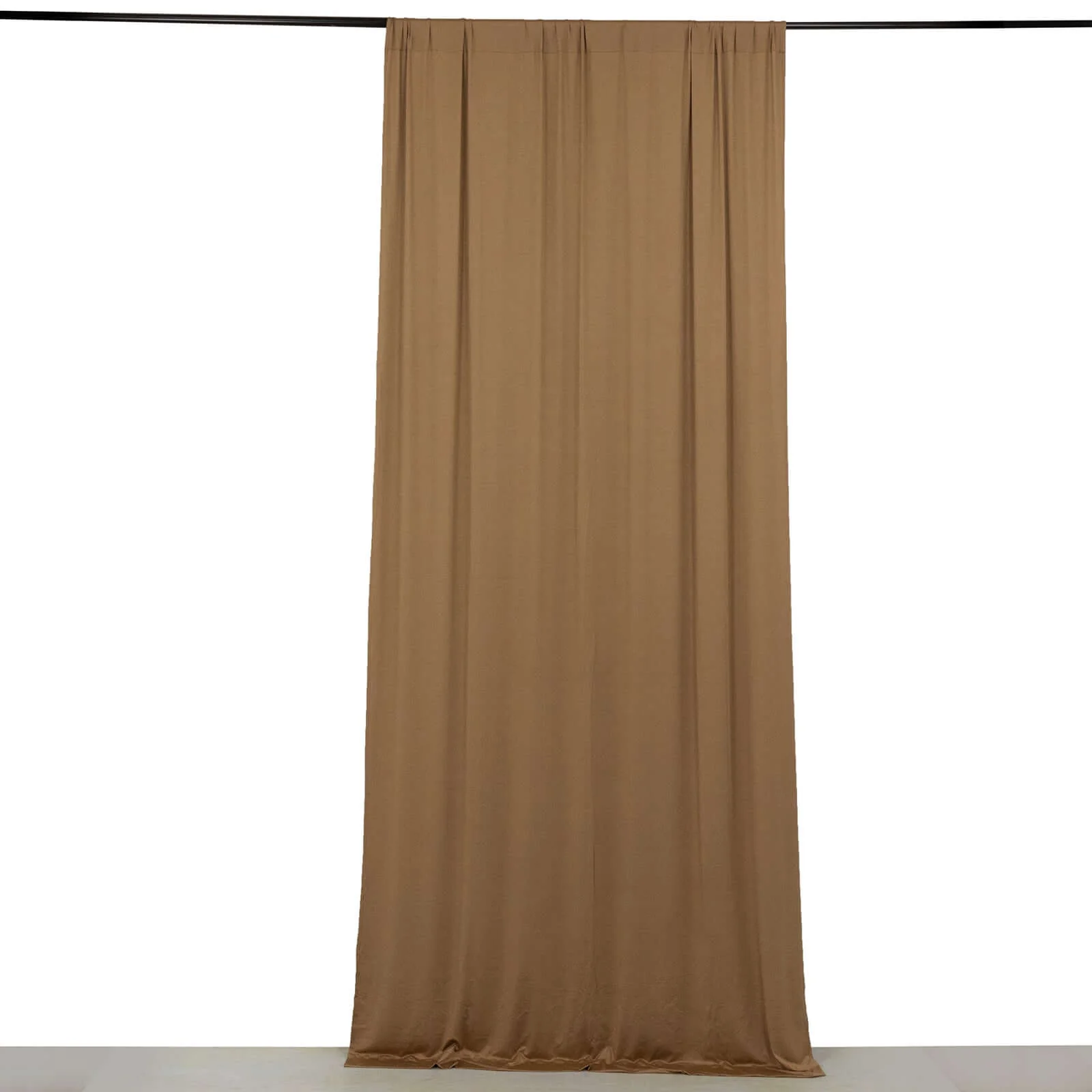 Taupe 4-Way Stretch Spandex Backdrop Drape Curtain, Wrinkle Free Event Divider Panel with Rod Pockets - 5ftx10ft - Image 6