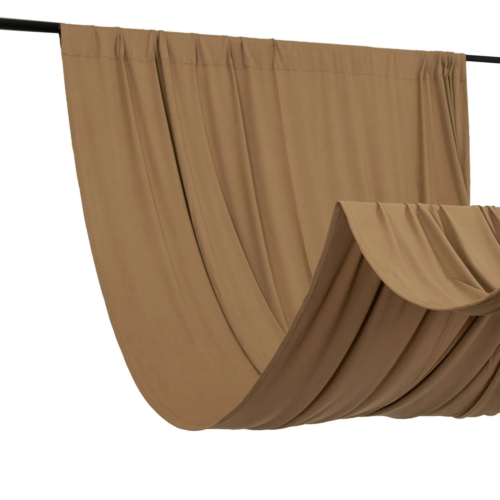 Taupe 4-Way Stretch Spandex Backdrop Drape Curtain, Wrinkle Free Event Divider Panel with Rod Pockets - 5ftx10ft - Image 8