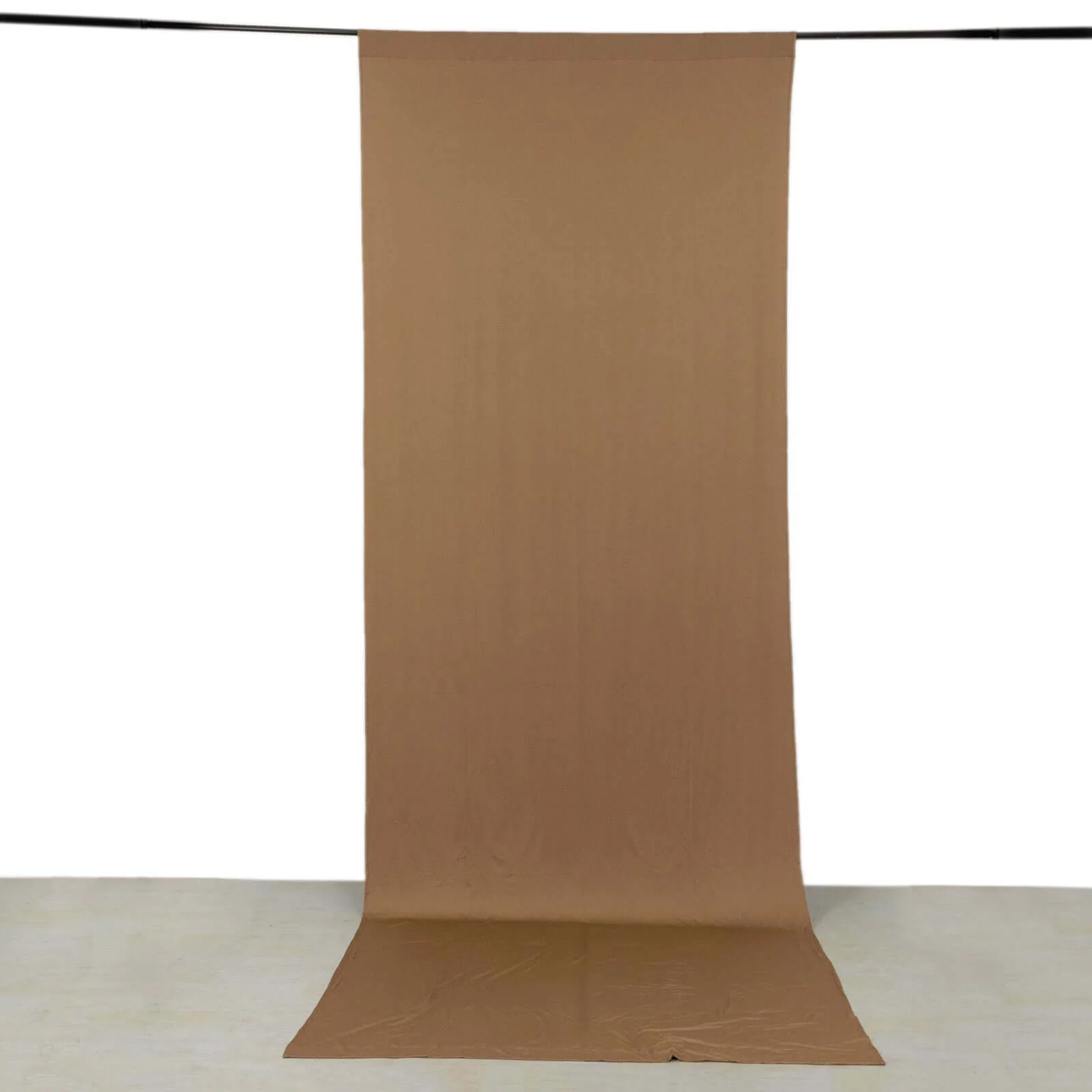 Taupe 4-Way Stretch Spandex Backdrop Drape Curtain, Wrinkle Free Event Divider Panel with Rod Pockets - 5ftx14ft - Image 2