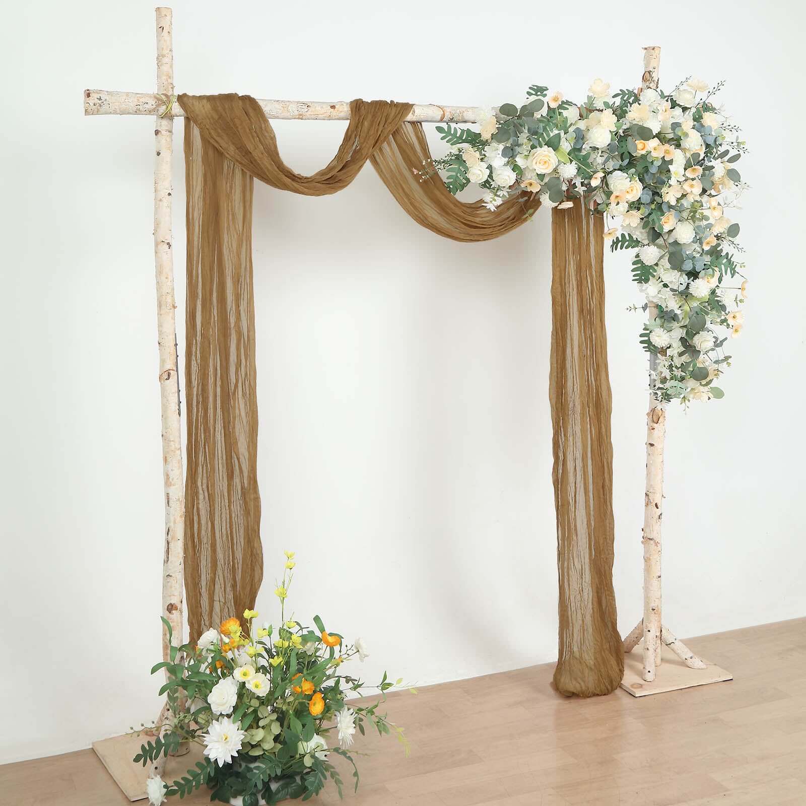 Taupe Gauze Cheesecloth Draping Fabric Wedding Arch Decorations, Window Scarf Valance Drapes, Boho Arbor Long Curtain Panel 20ft - Image 5
