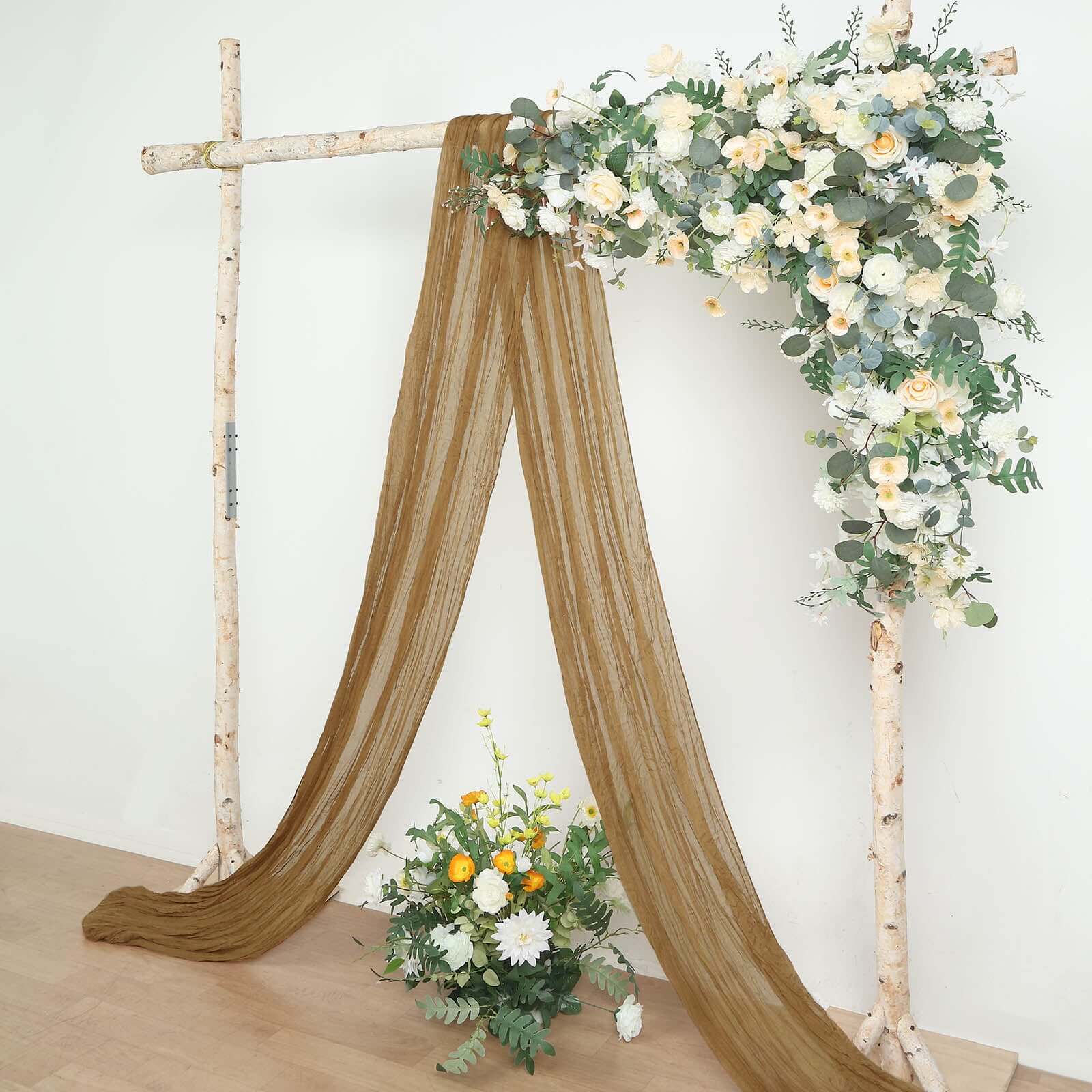 Taupe Gauze Cheesecloth Draping Fabric Wedding Arch Decorations, Window Scarf Valance Drapes, Boho Arbor Long Curtain Panel 20ft - Image 7