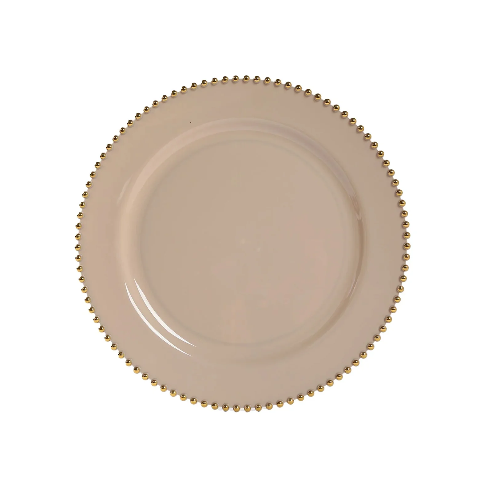 10-Pack Economy Plastic Charger Plates 13" Round Taupe with Gold Beaded Rim - Stylish Dinner Party Serving Plates - Image 5