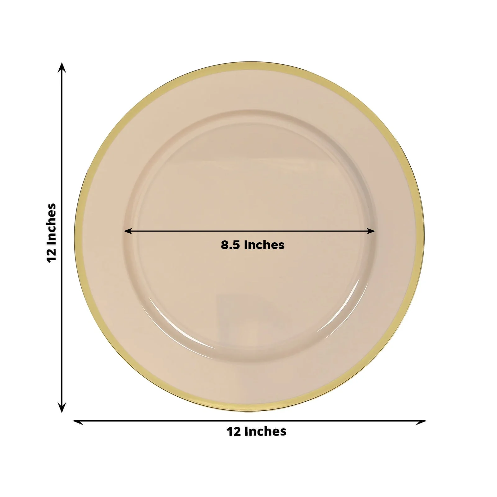 10 Pack Taupe Economy Plastic Charger Plates With Gold Rim, Round Dinner Chargers Event Tabletop Decor - 12" - Image 2