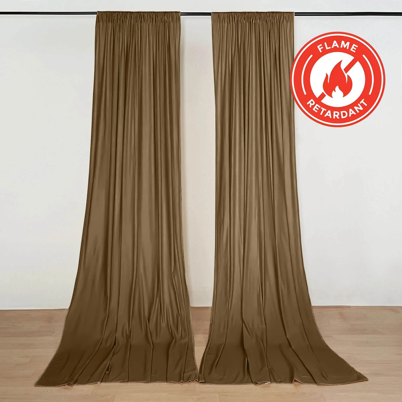 2 Pack 5ftx10ft Taupe Scuba Polyester Backdrop Drape Curtains, Durable Flame Resistant Event Divider Panels Wrinkle Free With Rod Pockets
