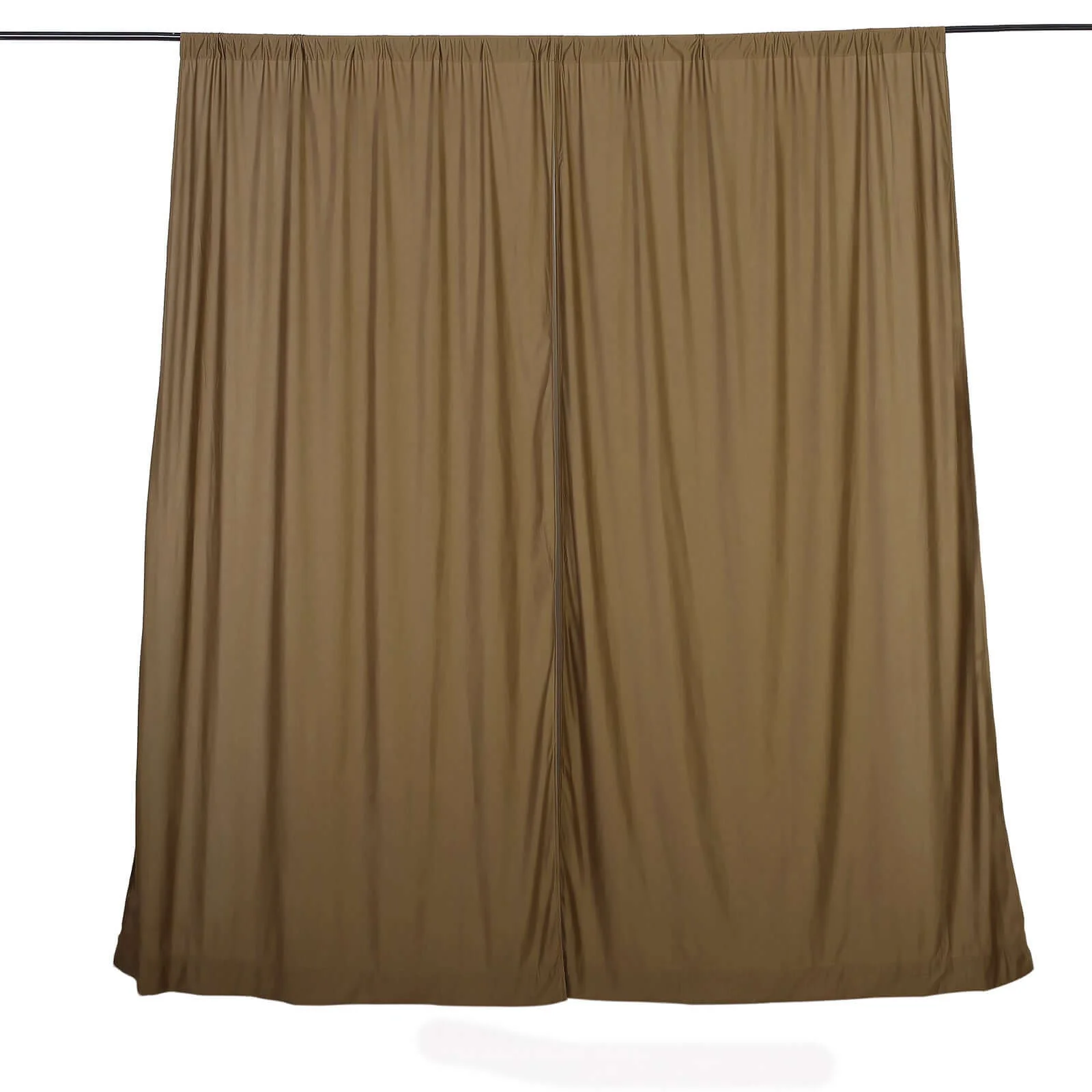 2 Pack 5ftx10ft Taupe Scuba Polyester Backdrop Drape Curtains, Durable Flame Resistant Event Divider Panels Wrinkle Free With Rod Pockets - Image 2