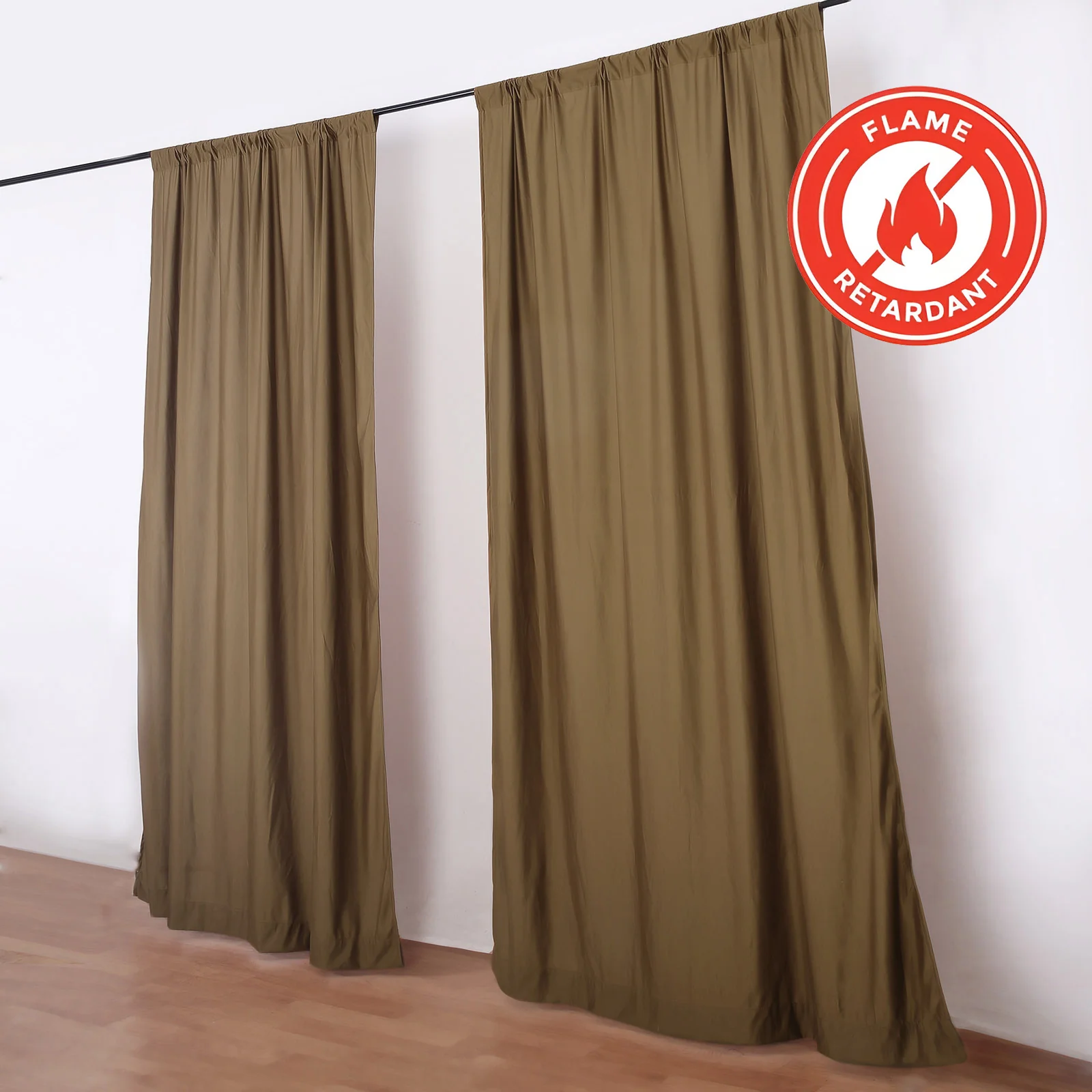 2 Pack 5ftx10ft Taupe Scuba Polyester Backdrop Drape Curtains, Durable Flame Resistant Event Divider Panels Wrinkle Free With Rod Pockets - Image 6