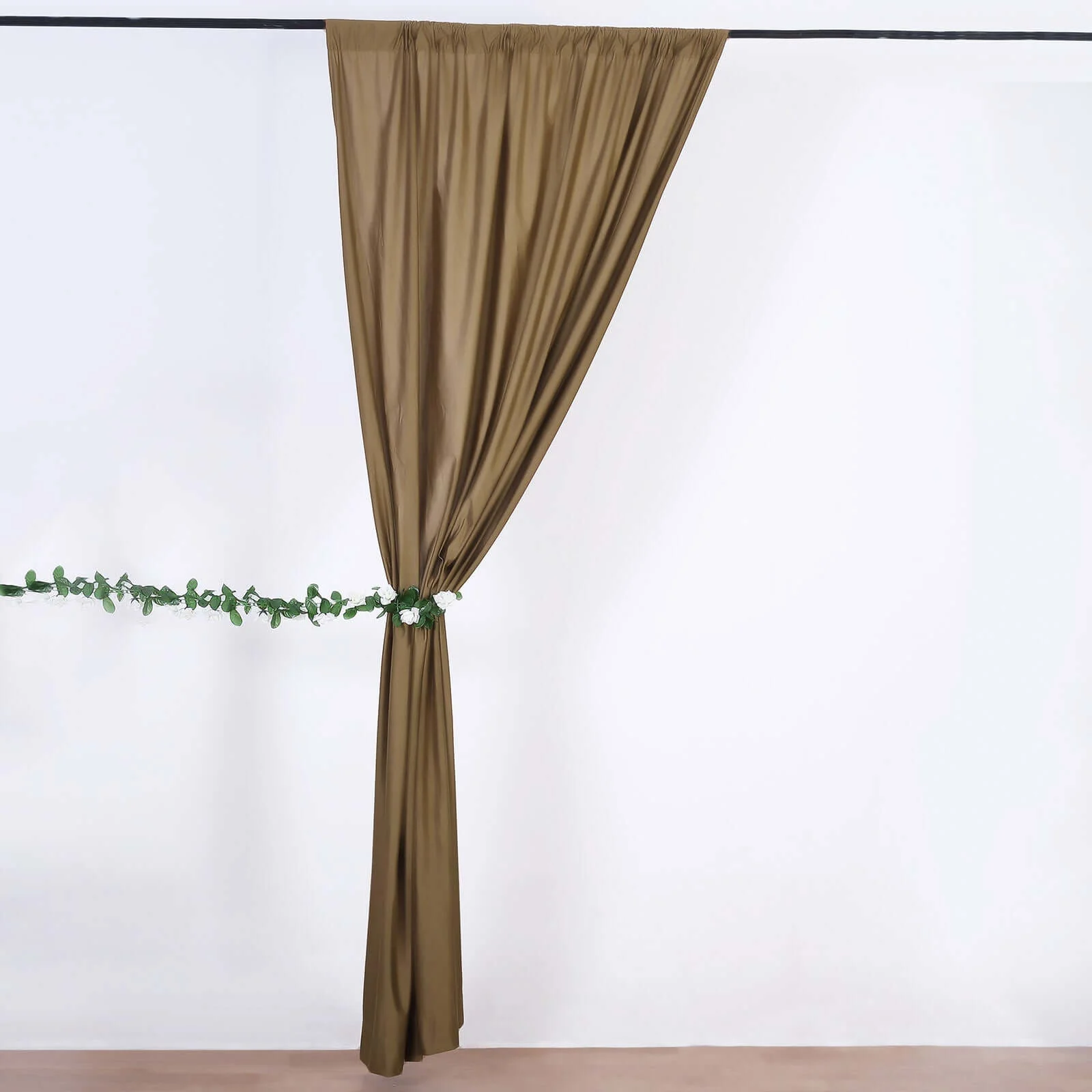 2 Pack 5ftx10ft Taupe Scuba Polyester Backdrop Drape Curtains, Durable Flame Resistant Event Divider Panels Wrinkle Free With Rod Pockets - Image 9