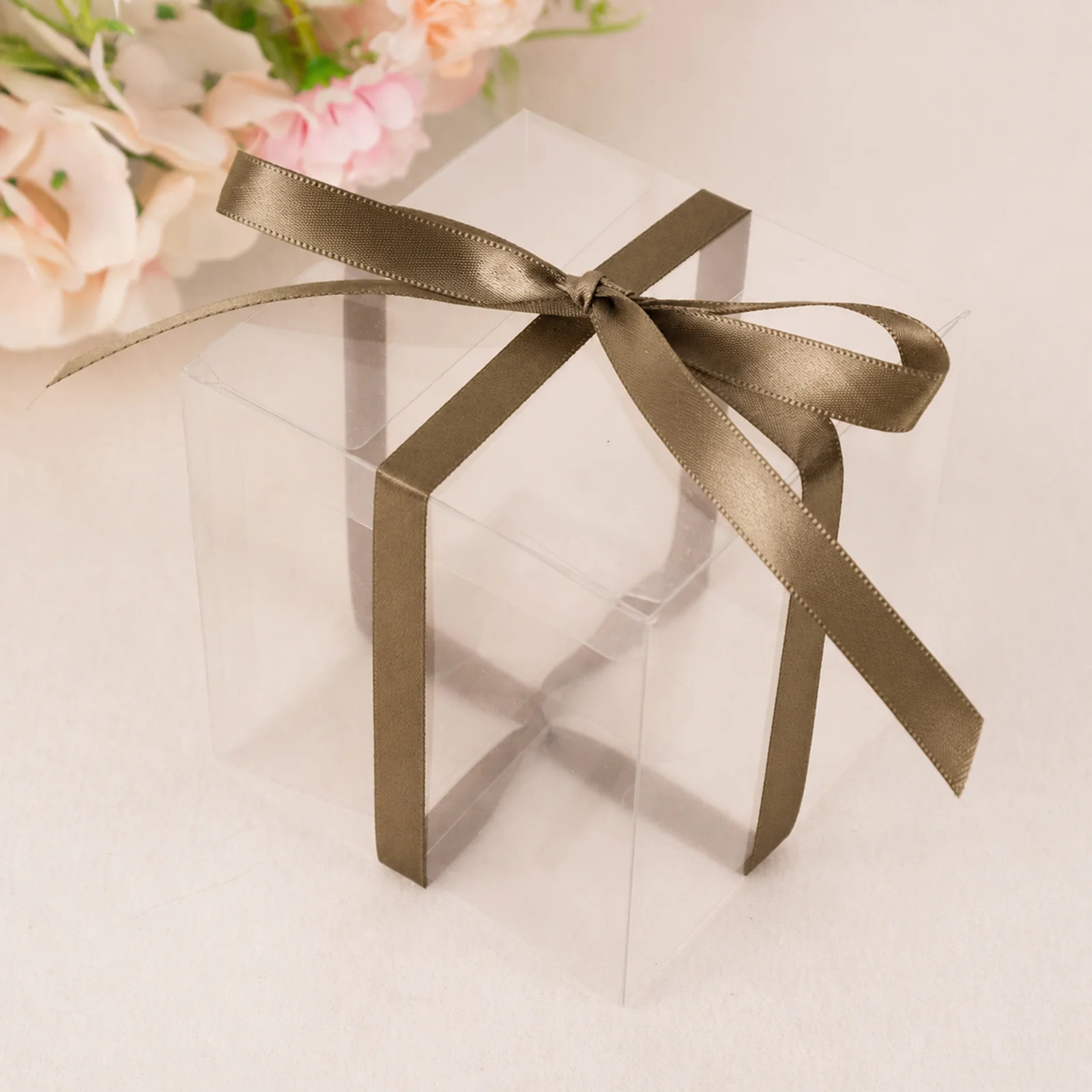 Taupe Single Face Decorative Satin Ribbon 100 Yards 3/8"