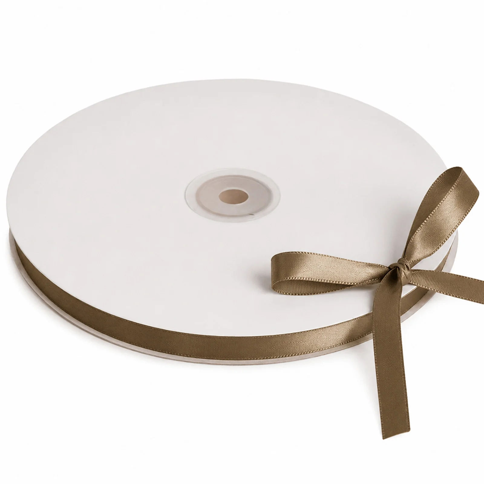 Taupe Single Face Decorative Satin Ribbon 100 Yards 3/8" - Image 2