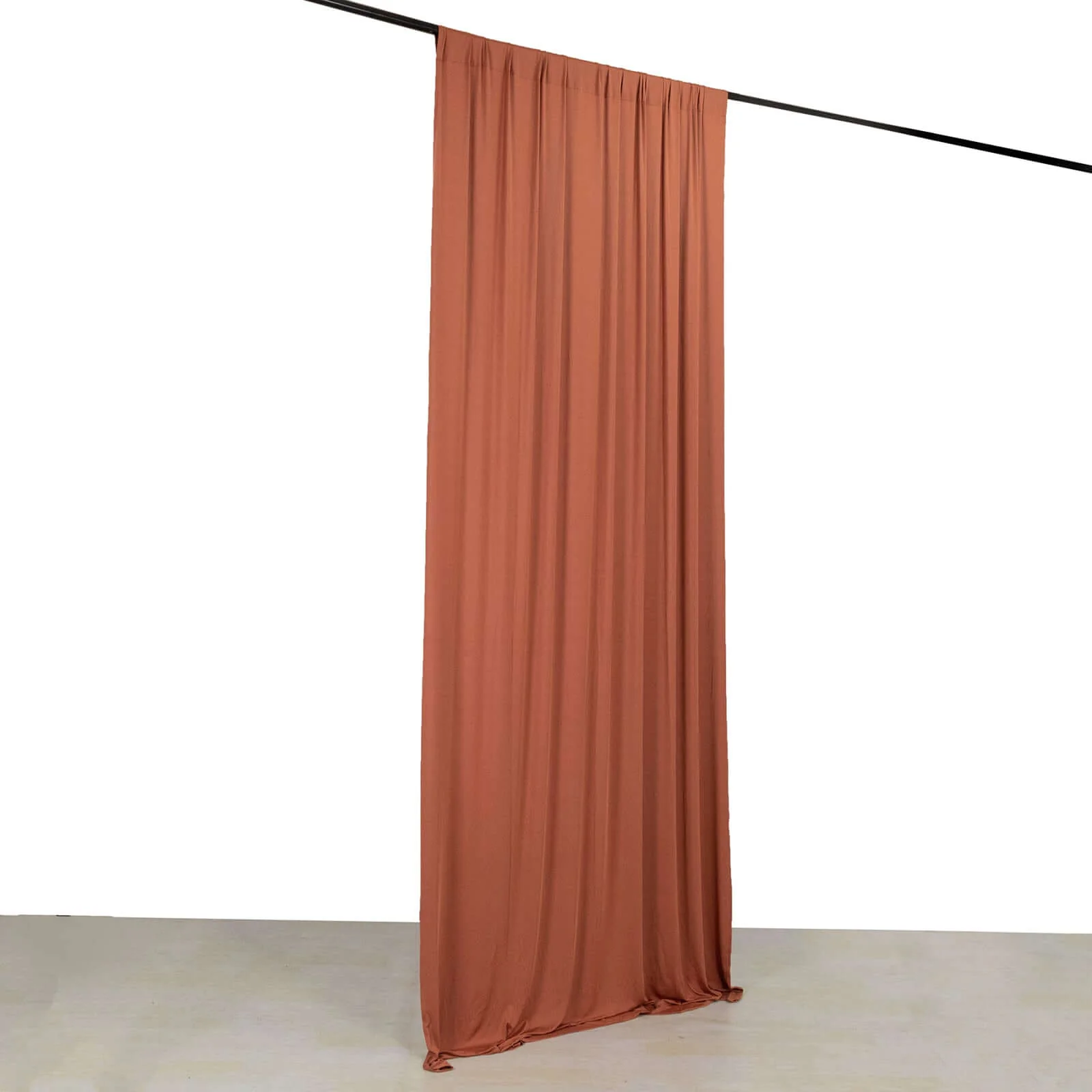 Terracotta (Rust) 4-Way Stretch Spandex Backdrop Drape Curtain, Wrinkle Free Event Divider Panel with Rod Pockets - 5ftx10ft - Image 3