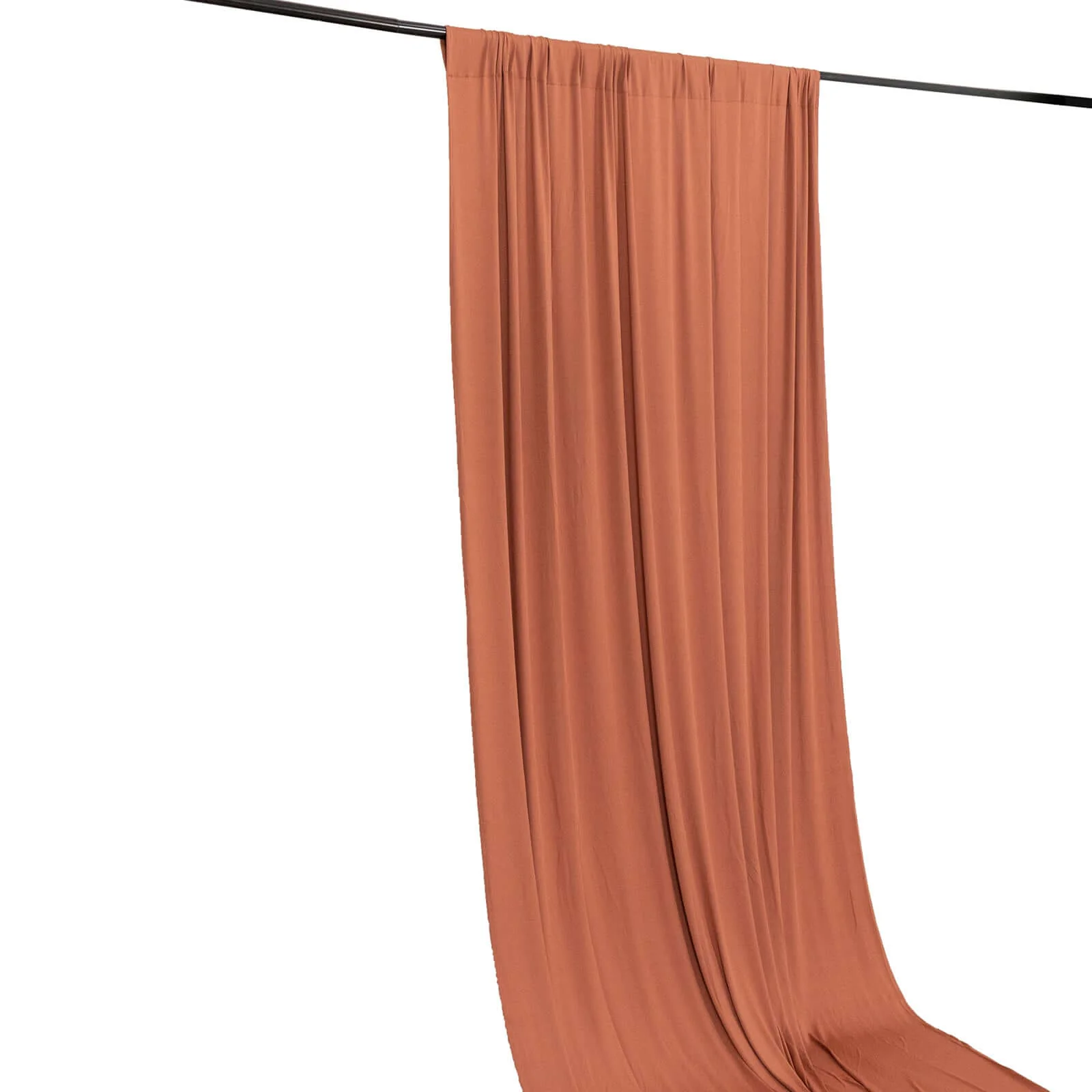 Terracotta (Rust) 4-Way Stretch Spandex Backdrop Drape Curtain, Wrinkle Free Event Divider Panel with Rod Pockets - 5ftx14ft - Image 6