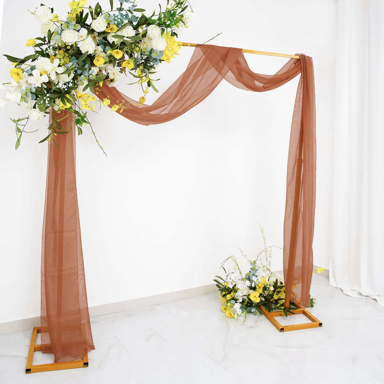 Terracotta (Rust) Sheer Organza Wedding Arch Draping Fabric, Long Curtain Backdrop Window Scarf Valance 18ft - Image 2