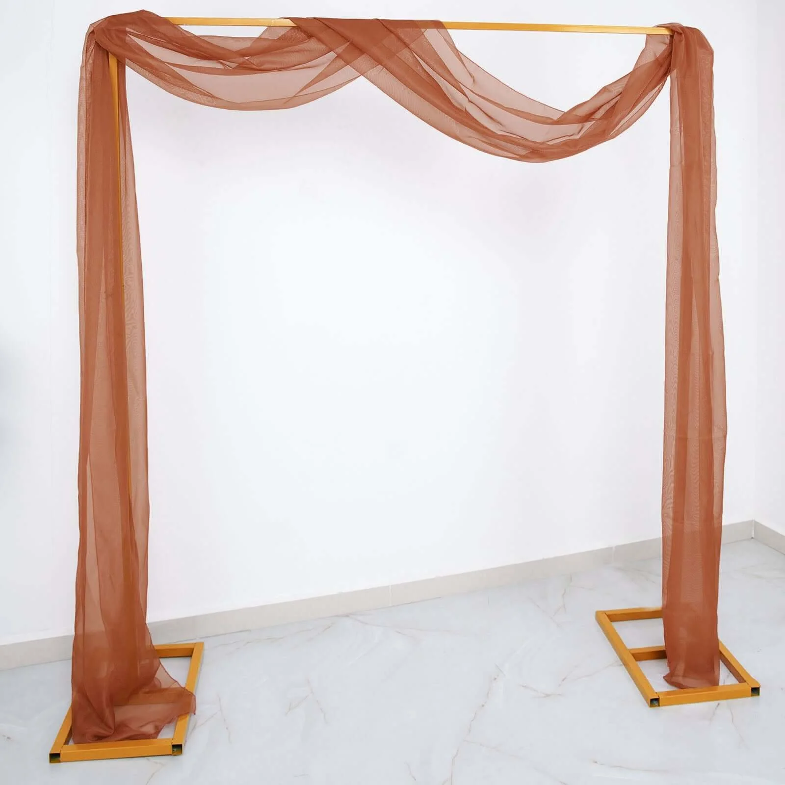 Terracotta (Rust) Sheer Organza Wedding Arch Draping Fabric, Long Curtain Backdrop Window Scarf Valance 18ft - Image 3