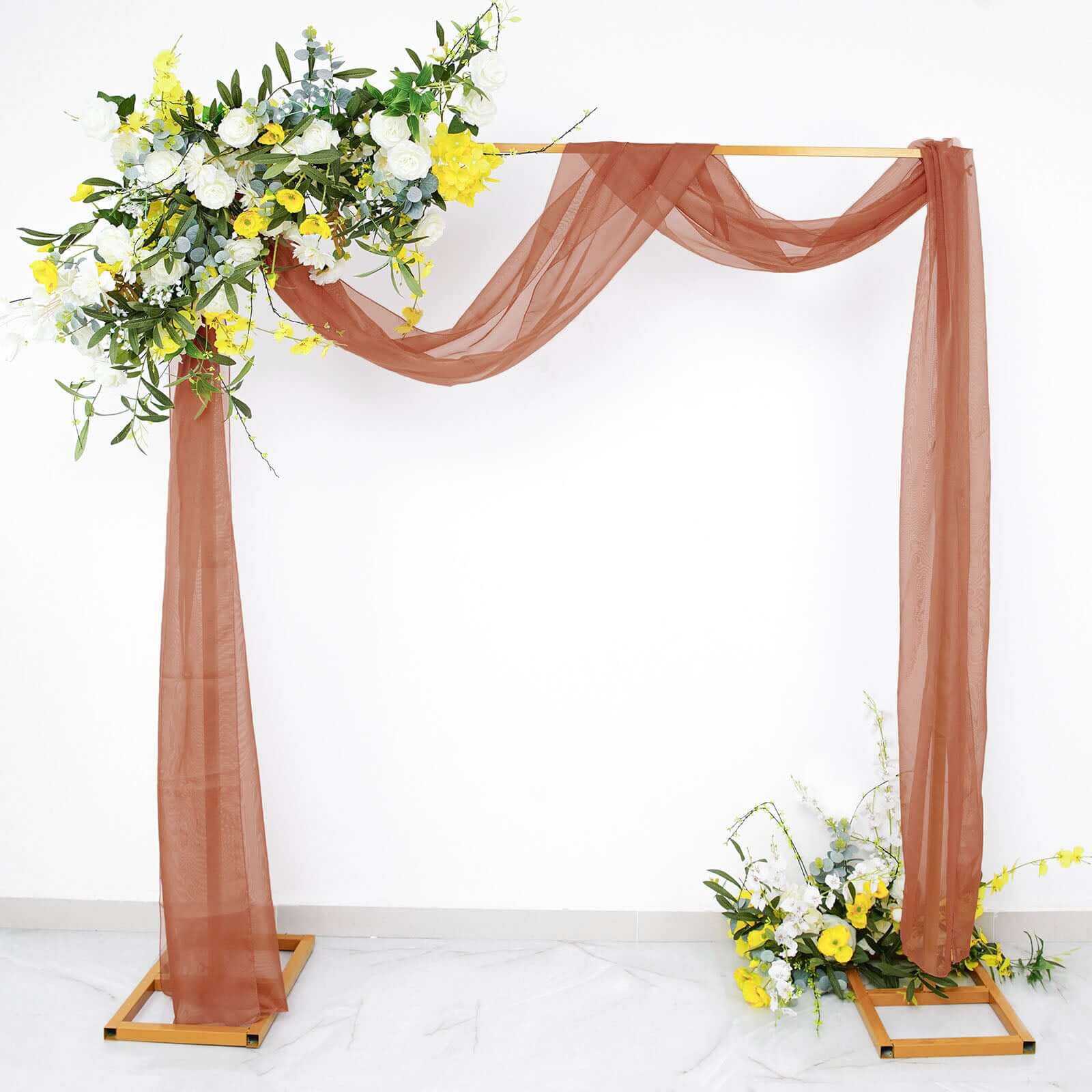 Terracotta (Rust) Sheer Organza Wedding Arch Draping Fabric, Long Curtain Backdrop Window Scarf Valance 18ft - Image 7